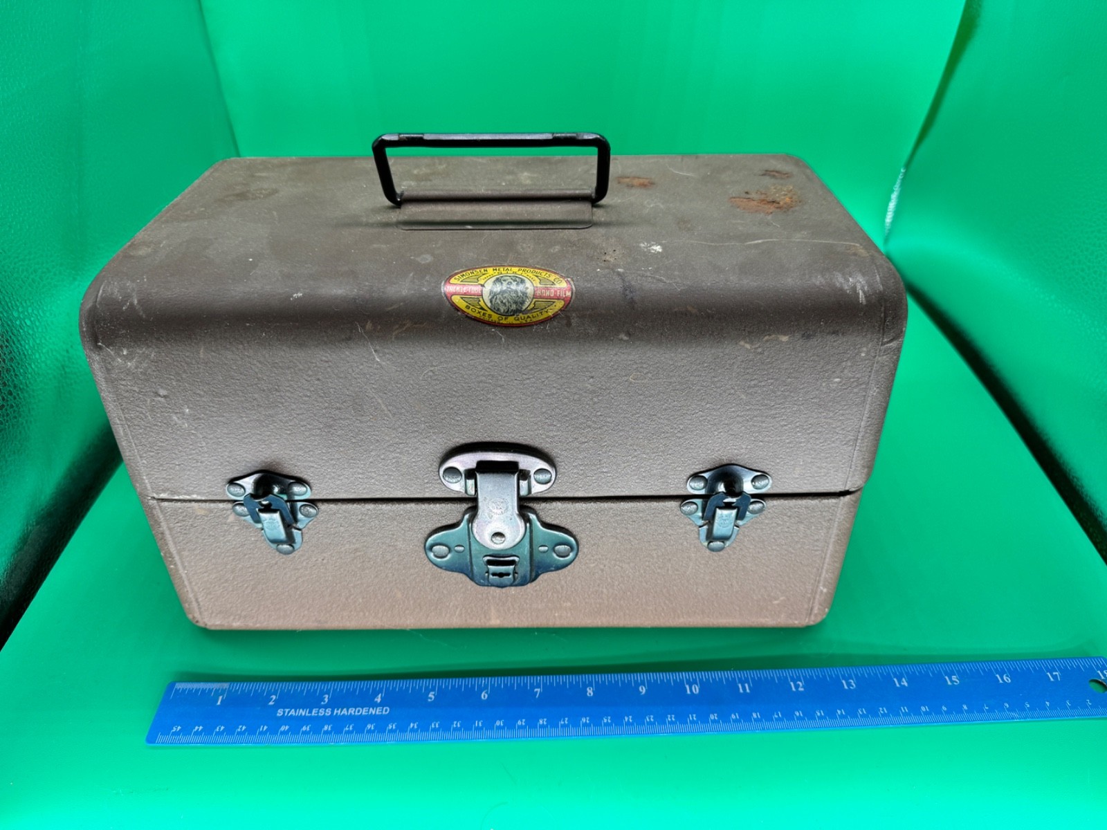 Vintage Simonson Metal Co Film Reel Metal Storage Box w/Cases (NICE PATINA)