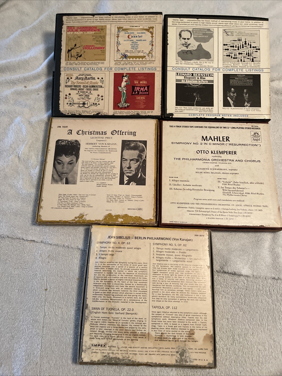 5 Vintage Empty Reel To Reel Cases Random Titles Great For Crafting Projects.