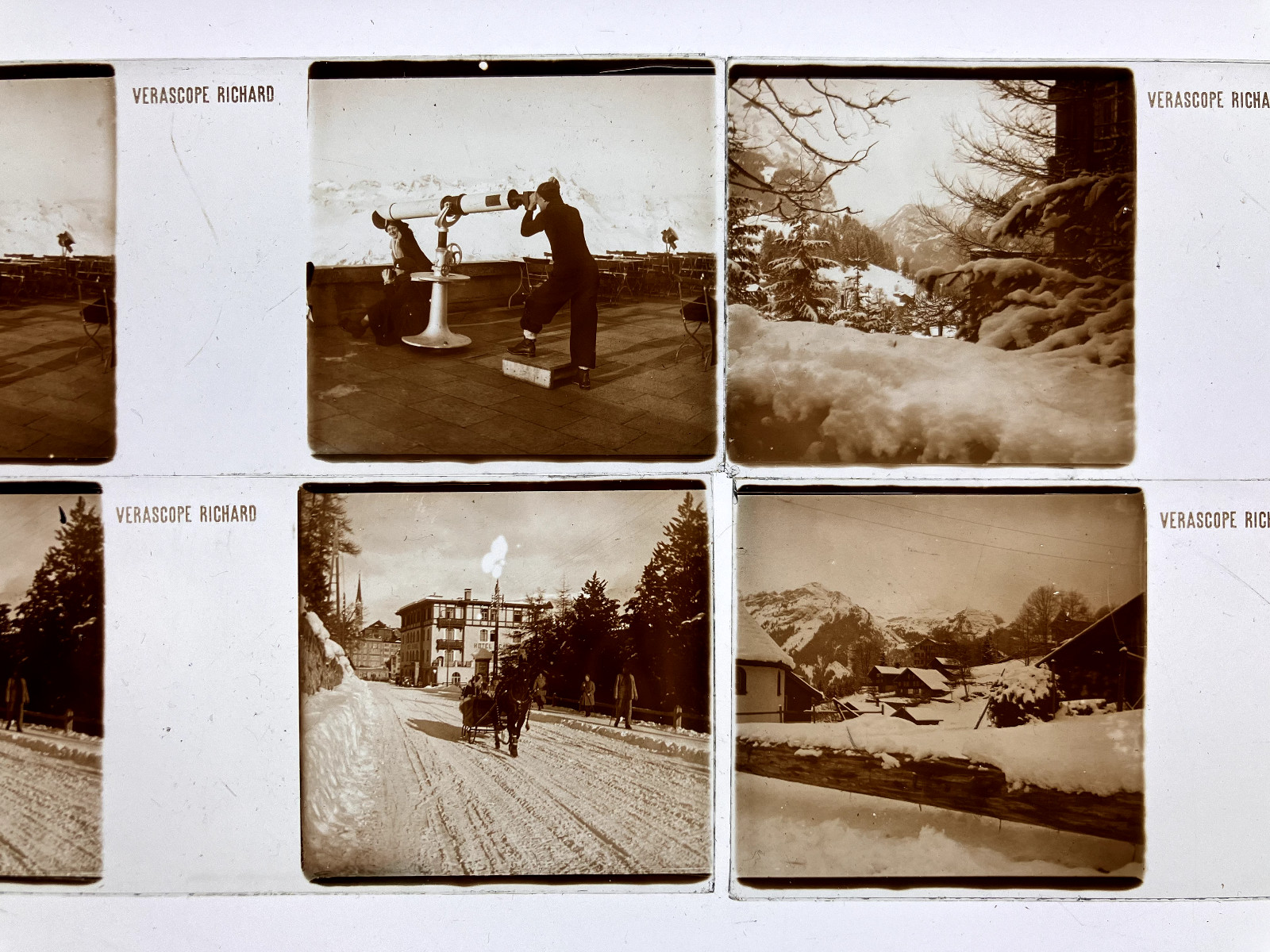 Lot of 24 Stereo Views on Glass, St. Moritz Switzerland, Mountaineering, Skii…