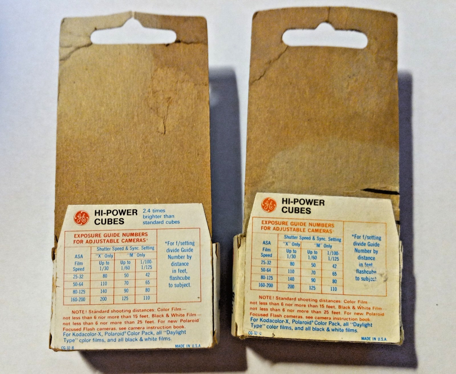 Vintage General Electric Hi Power Flash Cubes 2 Packs Polaroid Cameras GE USA