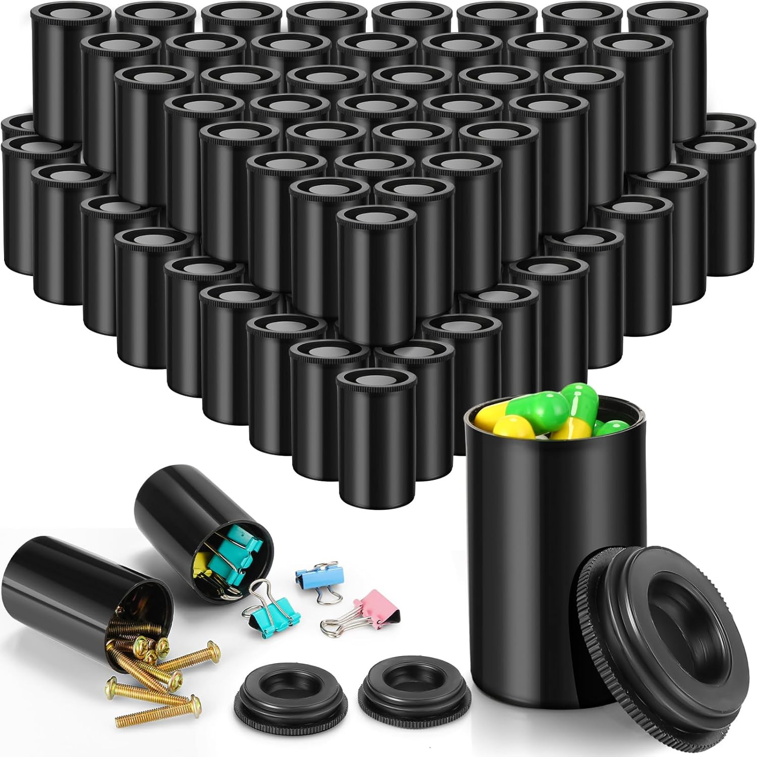 100 Pieces Plastic Film Canister Holder 35 Mm Empty Camera Reel Containers Stora