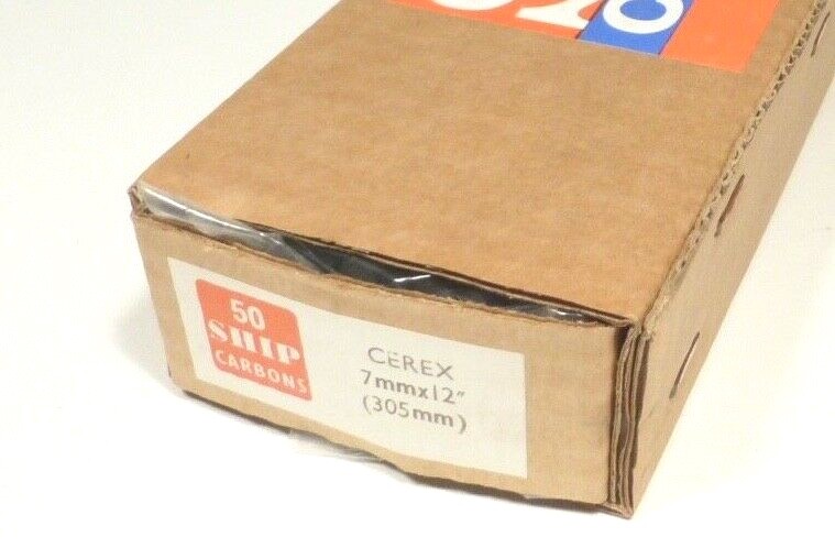 nos CARBON ARC RODS * English SHIP CEREX – BOX OF 50 .. 7mm x 12″ POSITIVES