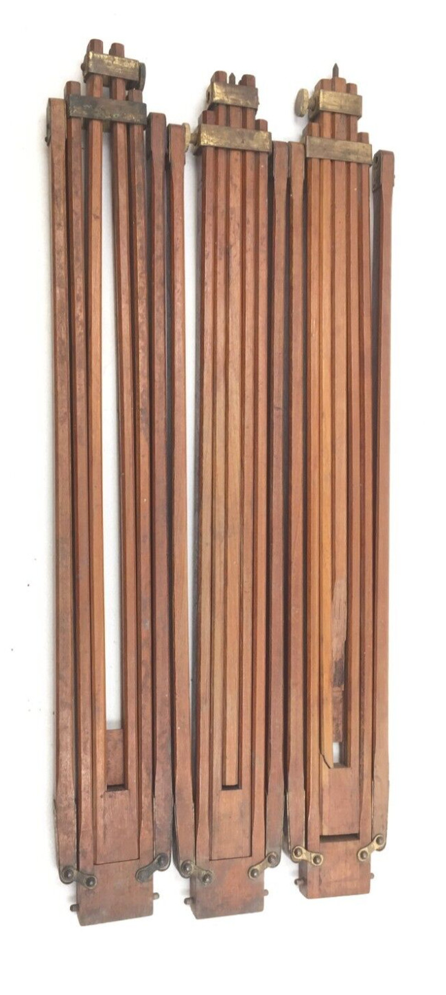 Antique 3-Part Camera Tripod Legs, Wood, Folding, Some Damage