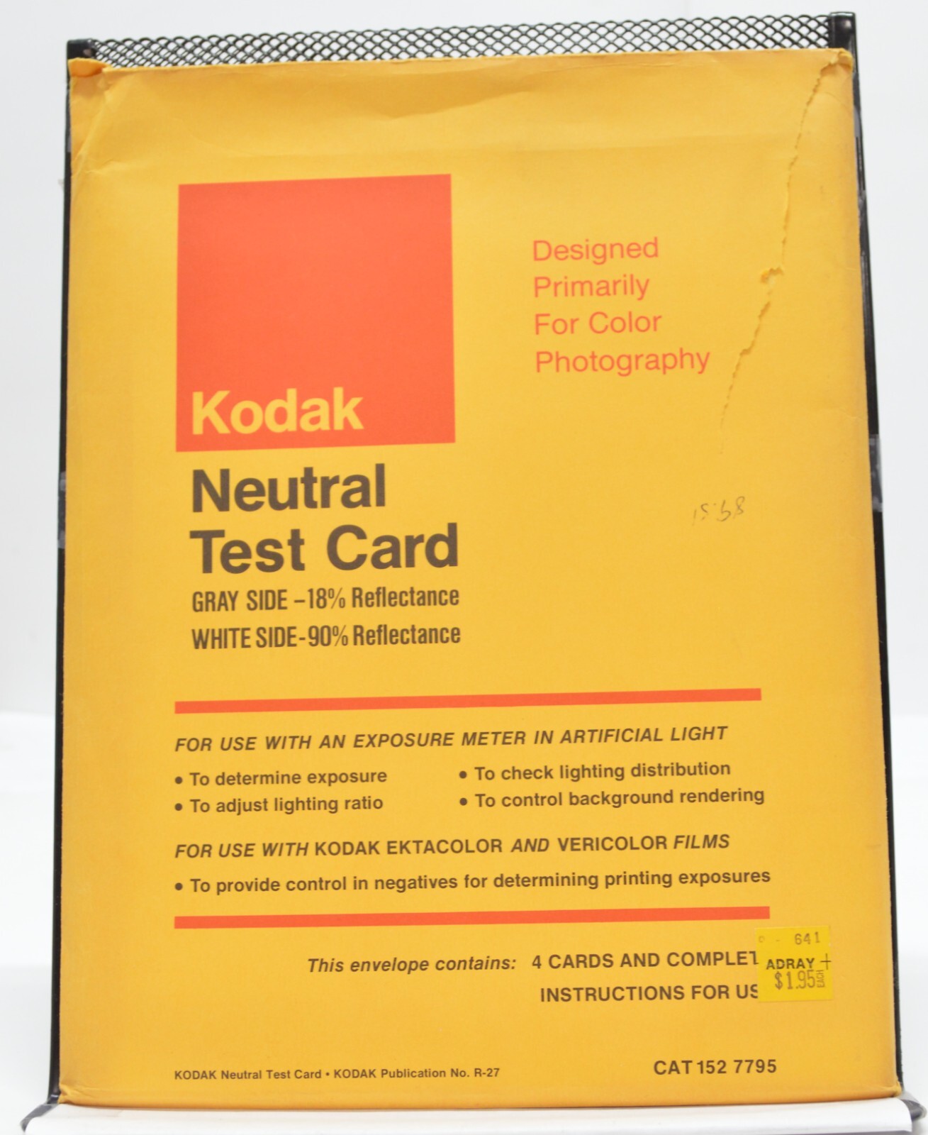 Vintage 1974 Kodak Neutral Test Card Cat 152 7795 3 Card