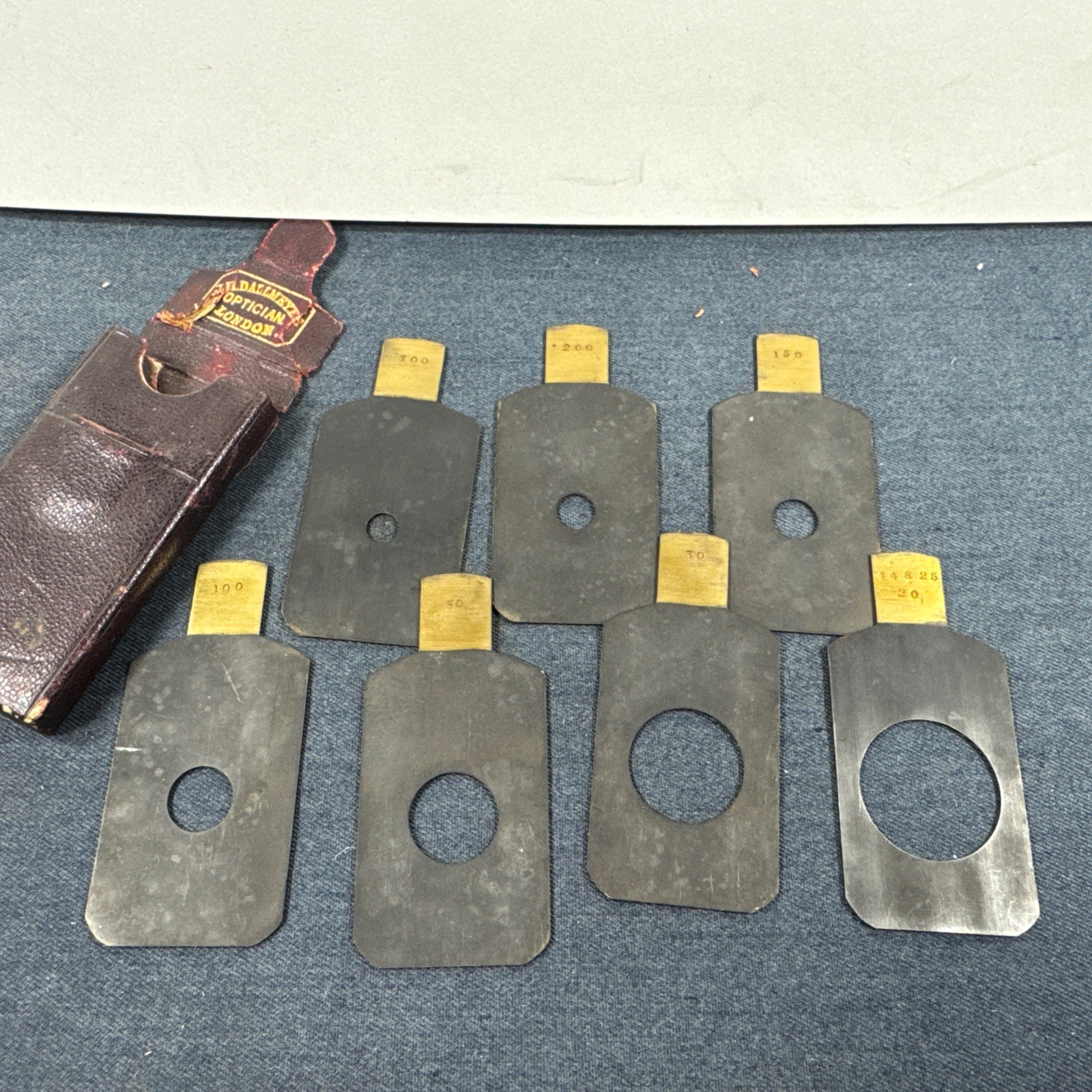 7 Brass Dallmeyer Waterhouse Stops for Rectilinear Landscape 8×10 No.3 Lens