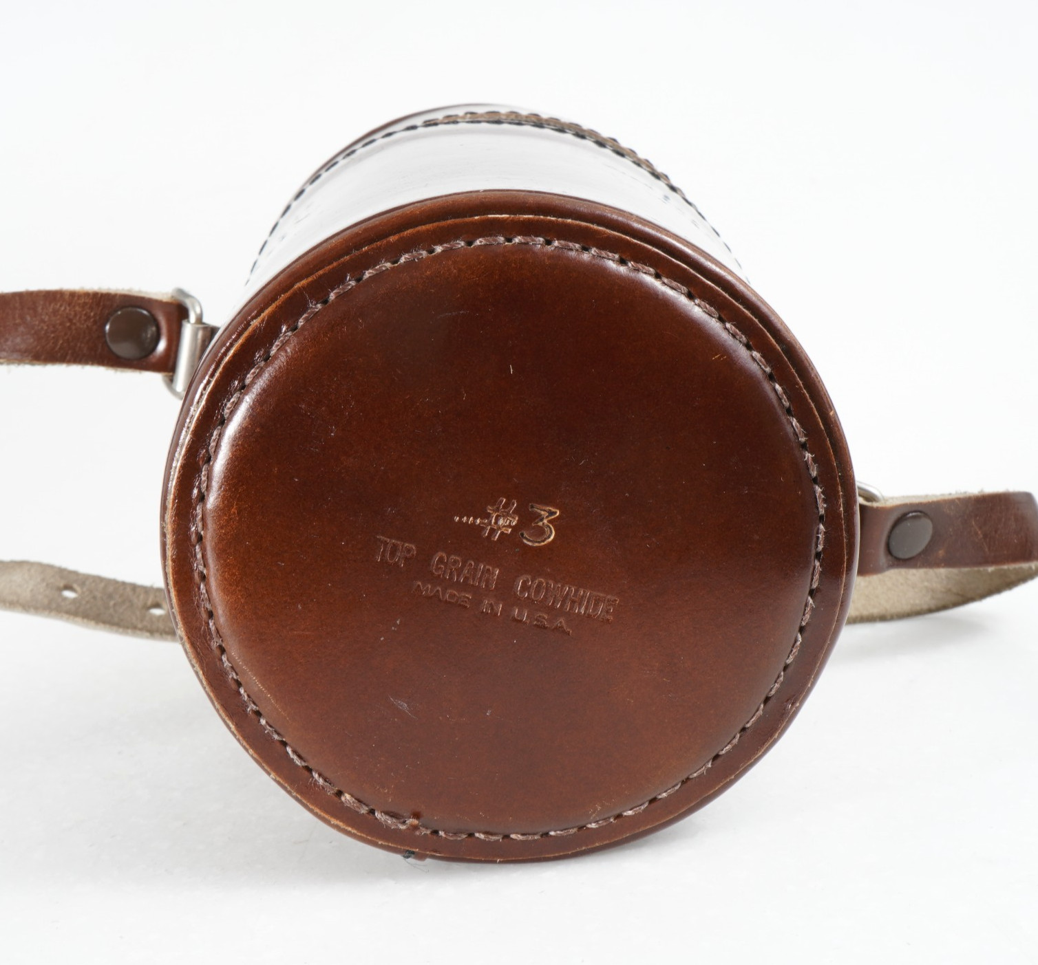 -[EX+++] E. LEITZ #3 LENS CASE 98283 BROWN LEATHER + STRAP For Elmarit-R 90mm