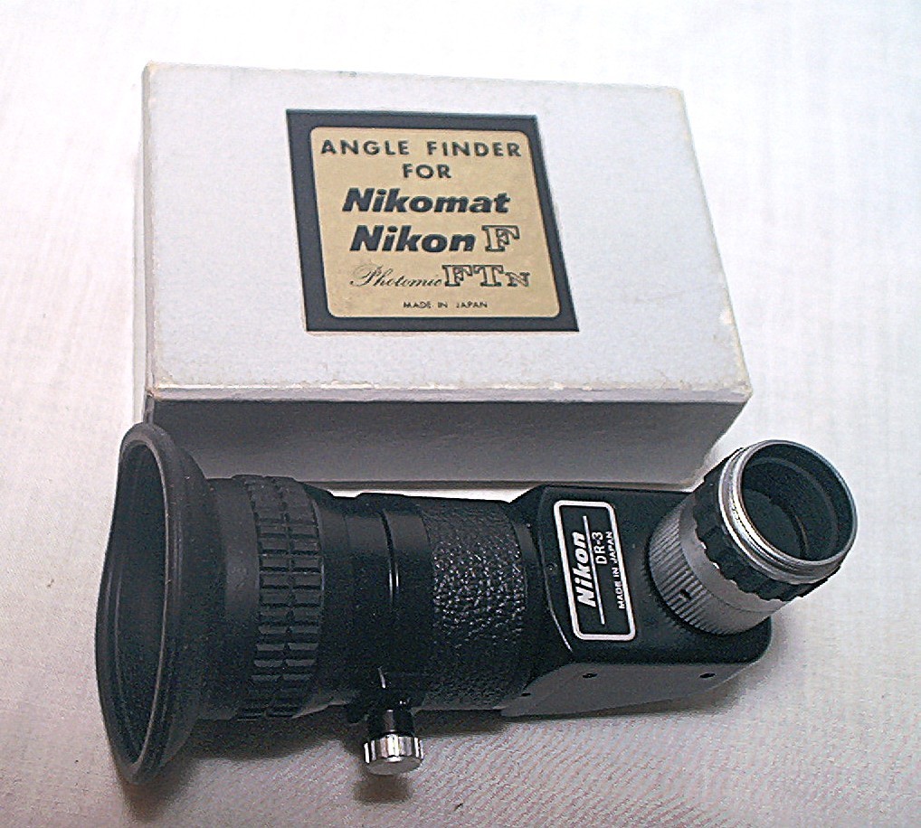 2 SUPER CLEAN NIKON F RIGHT ANGLE FINDERS : LARGE DR-3 & SMALL VERSION BOXED