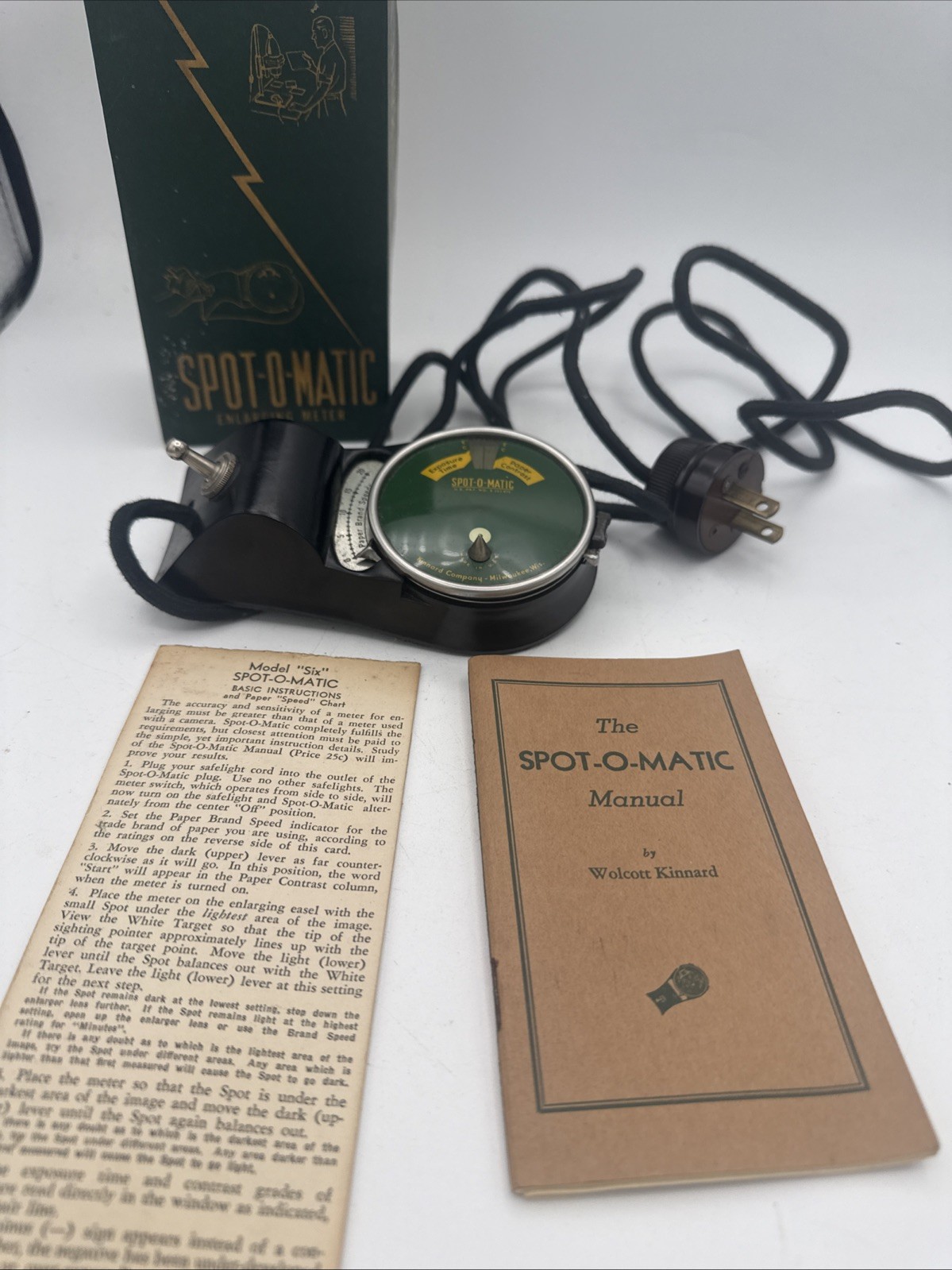 VTG Kinnard Spot-O-Matic Enlarging Meter w/ Box Instructions , Manual not Tested