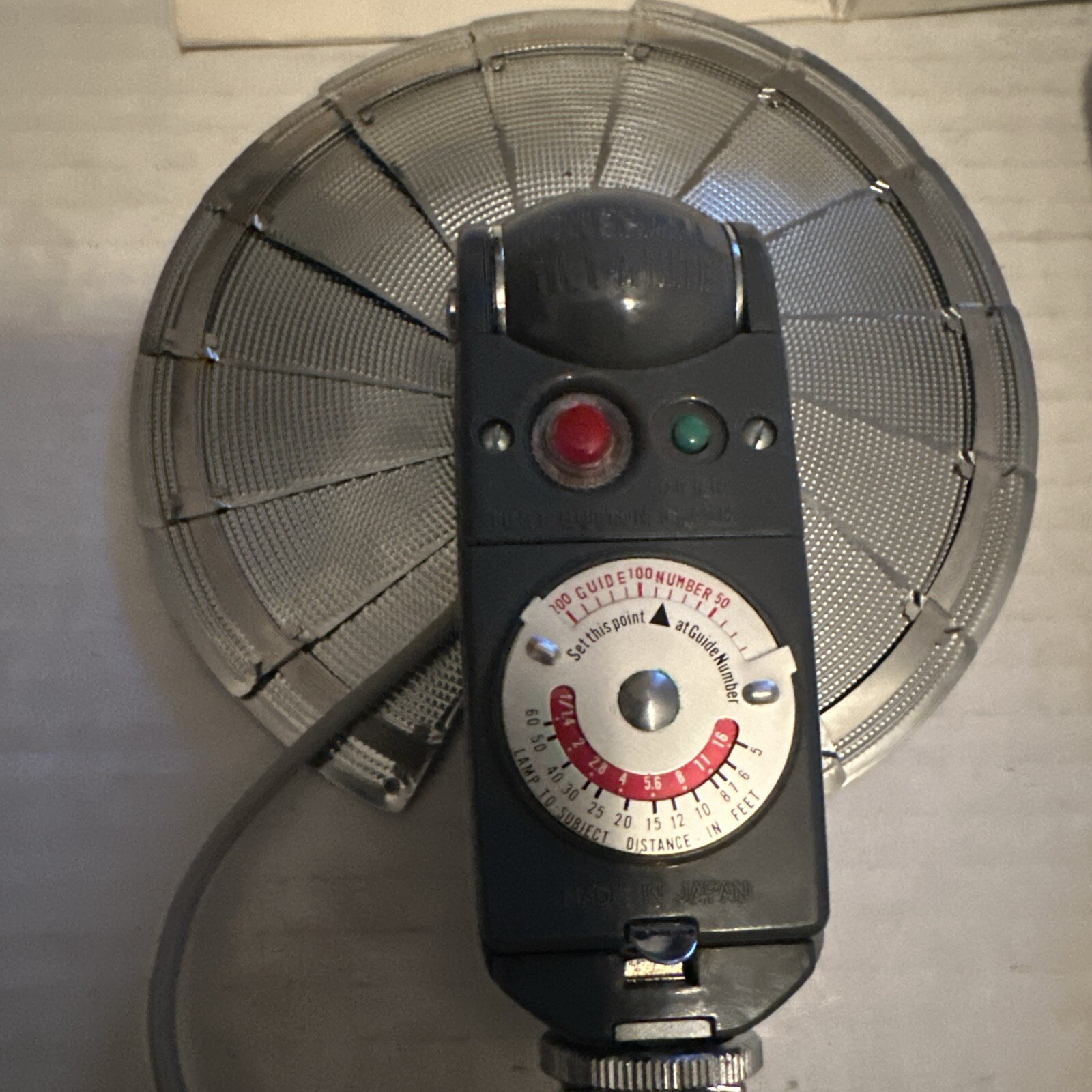 Vintage Honeywell Tilt-A-Mite Camera Flash Unit Fan Style & Gossen Pilot Light +