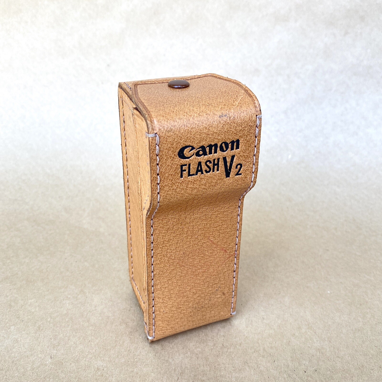 Canon Flash Unit Model V2 Flashbulb Black & Silver W/ Leather Case, NICE