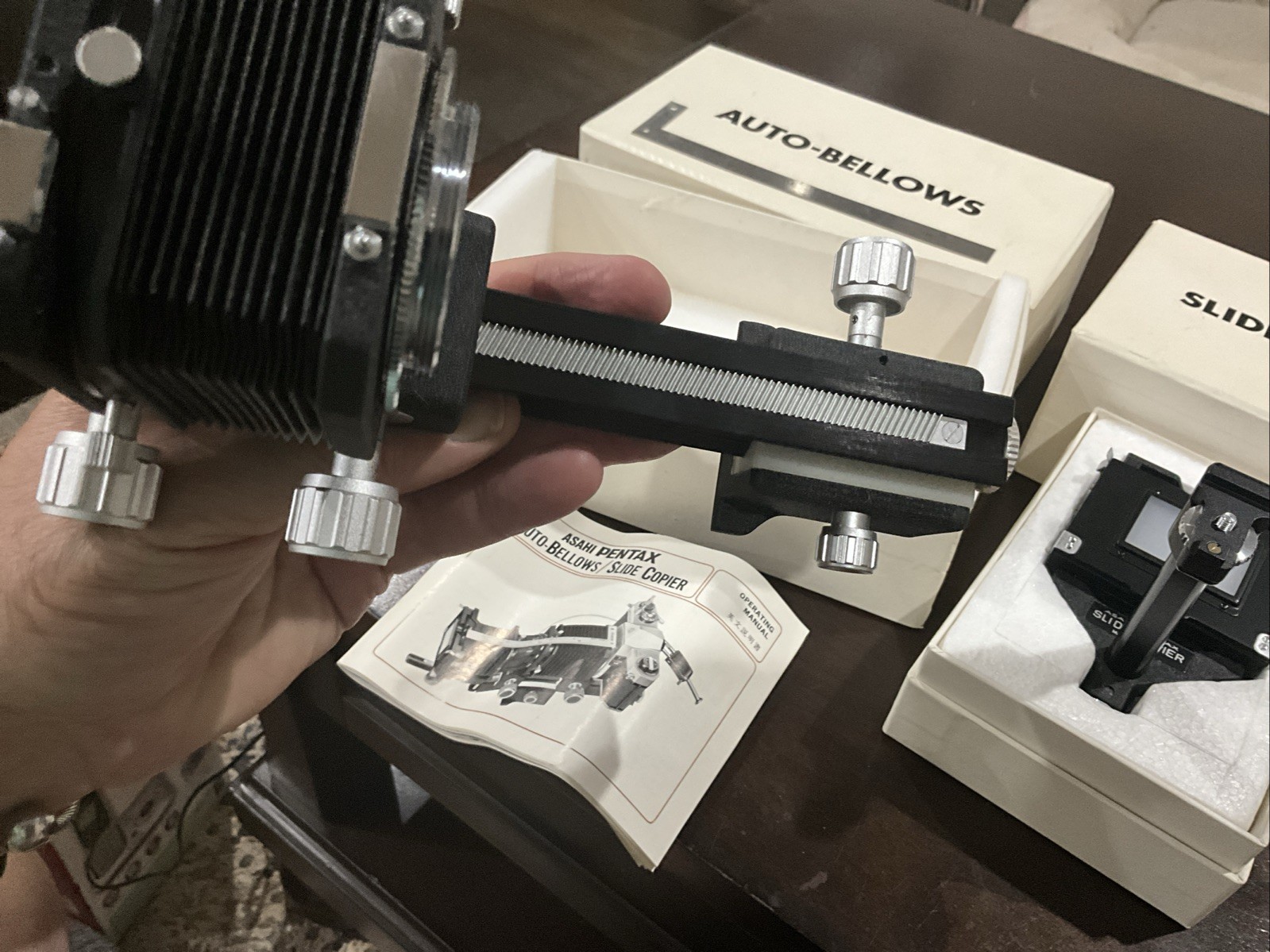 Pentax Asahi Auto-Bellows / Slide Copier Set Vintage In Boxes + Release Unused?