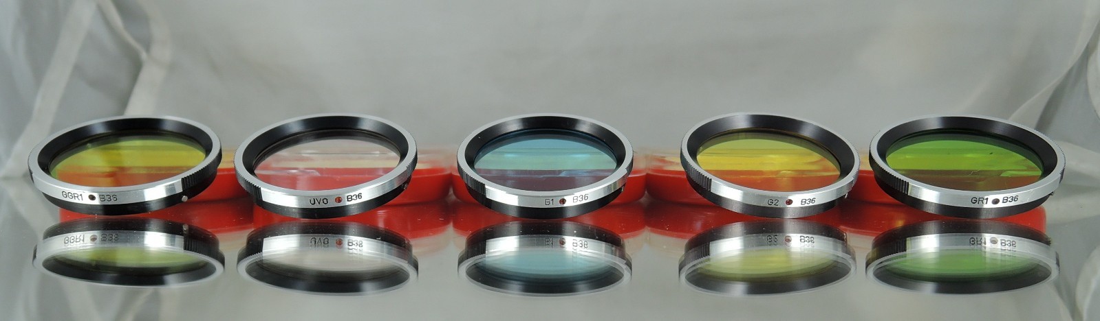 Flexaret – Set of five color filters B36 MEOPTA Czechoslovakia genuine MINT