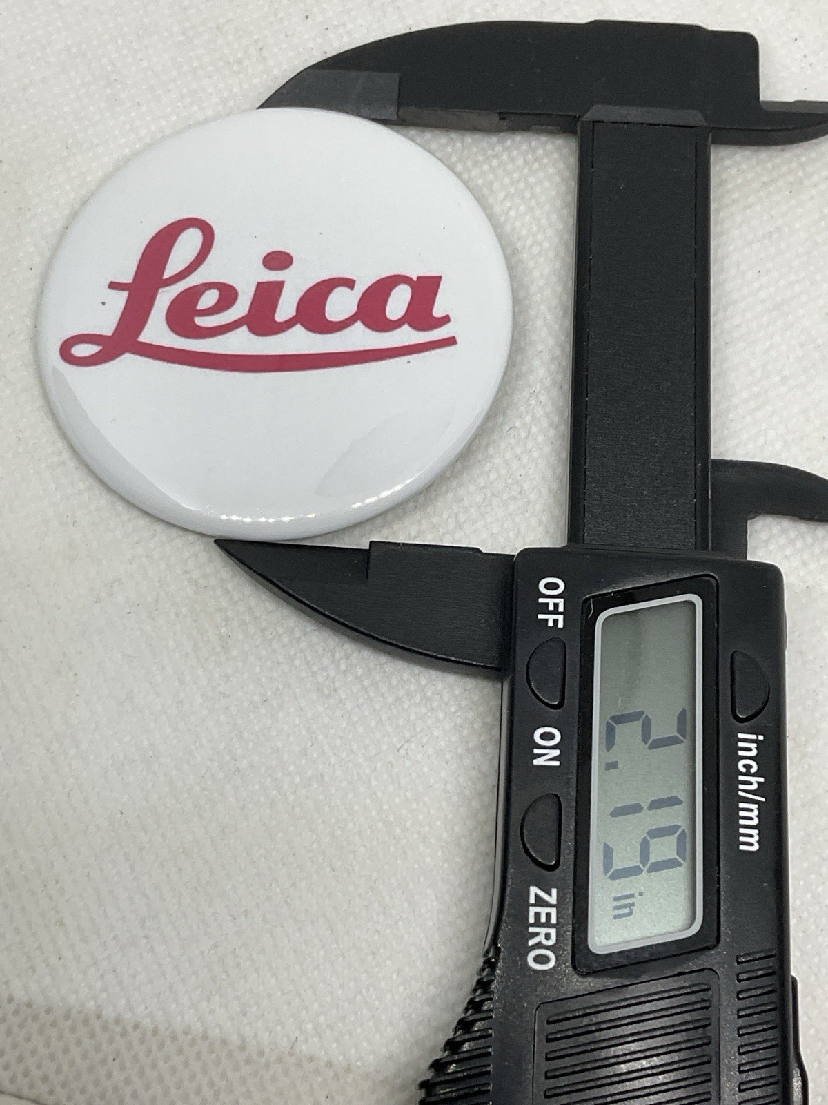 Rare Metal LECIA White Painted Camera Binocular Fan Pin/Badge/Button, 2.19” Wide