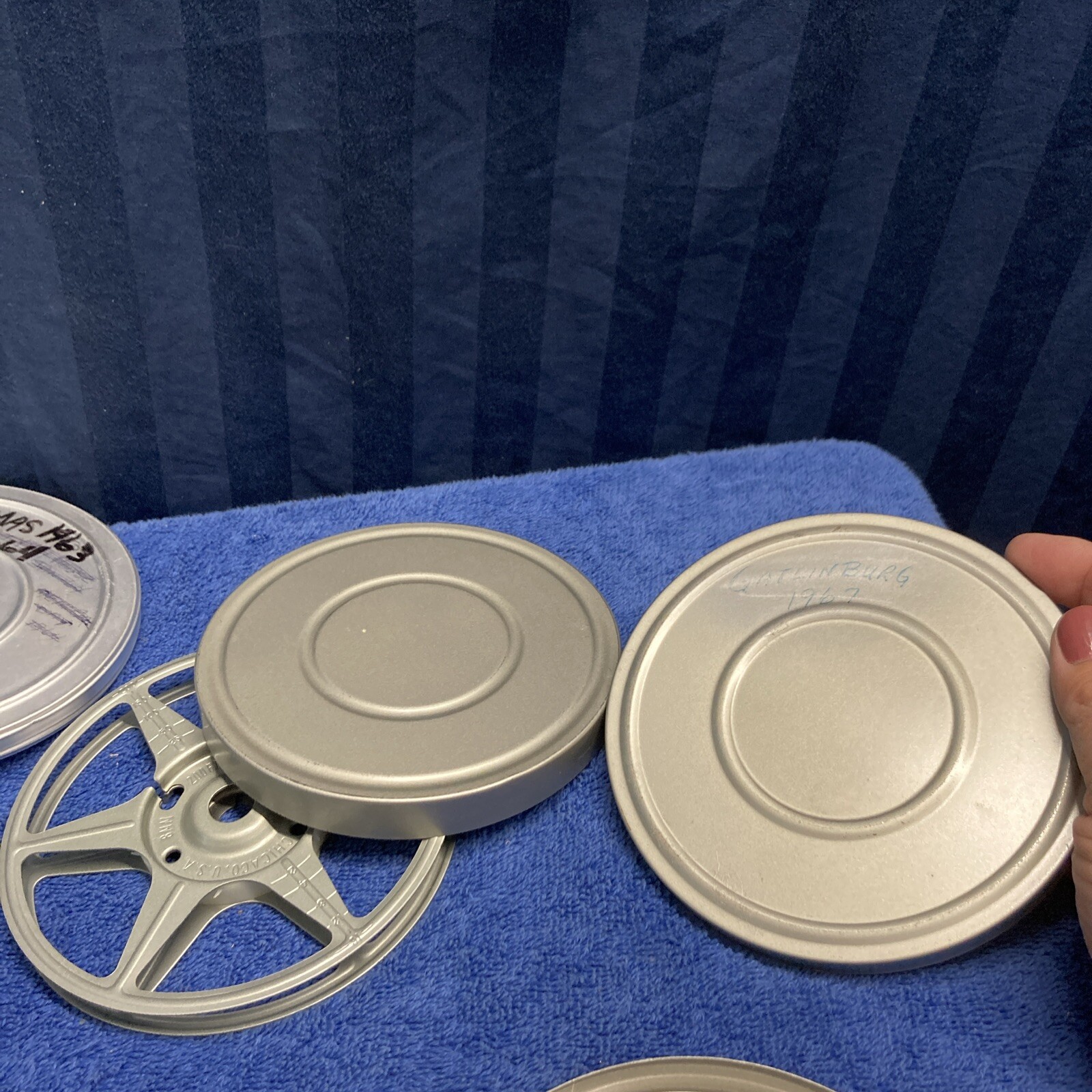 Lot Of 4 8 mm Film Metal 5″ Reel & Case Compco & Kodak Vintage B4