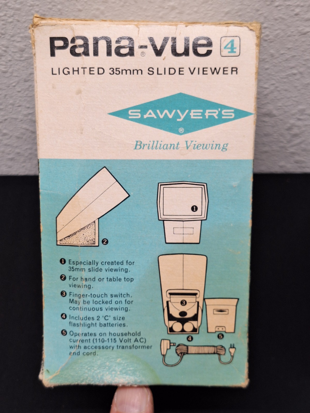 Vtg PANA-VUE 4 LIGHTED 35MM SLIDE VIEWER SAWYERS USA NOT COMPLETE