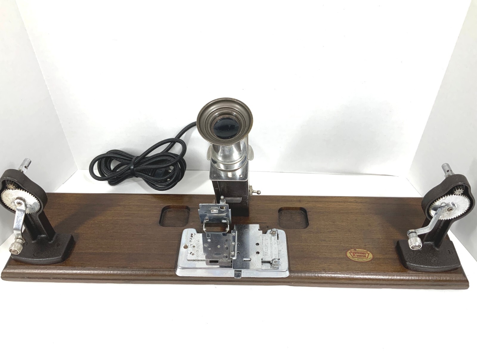 Antique Film Splicer Editor Keystone Boston Wooden Base Eyepiece And Light Works