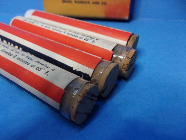 Antique Lot of 4 Boxes of Developing Powders Glass Tubes Photography Supplies