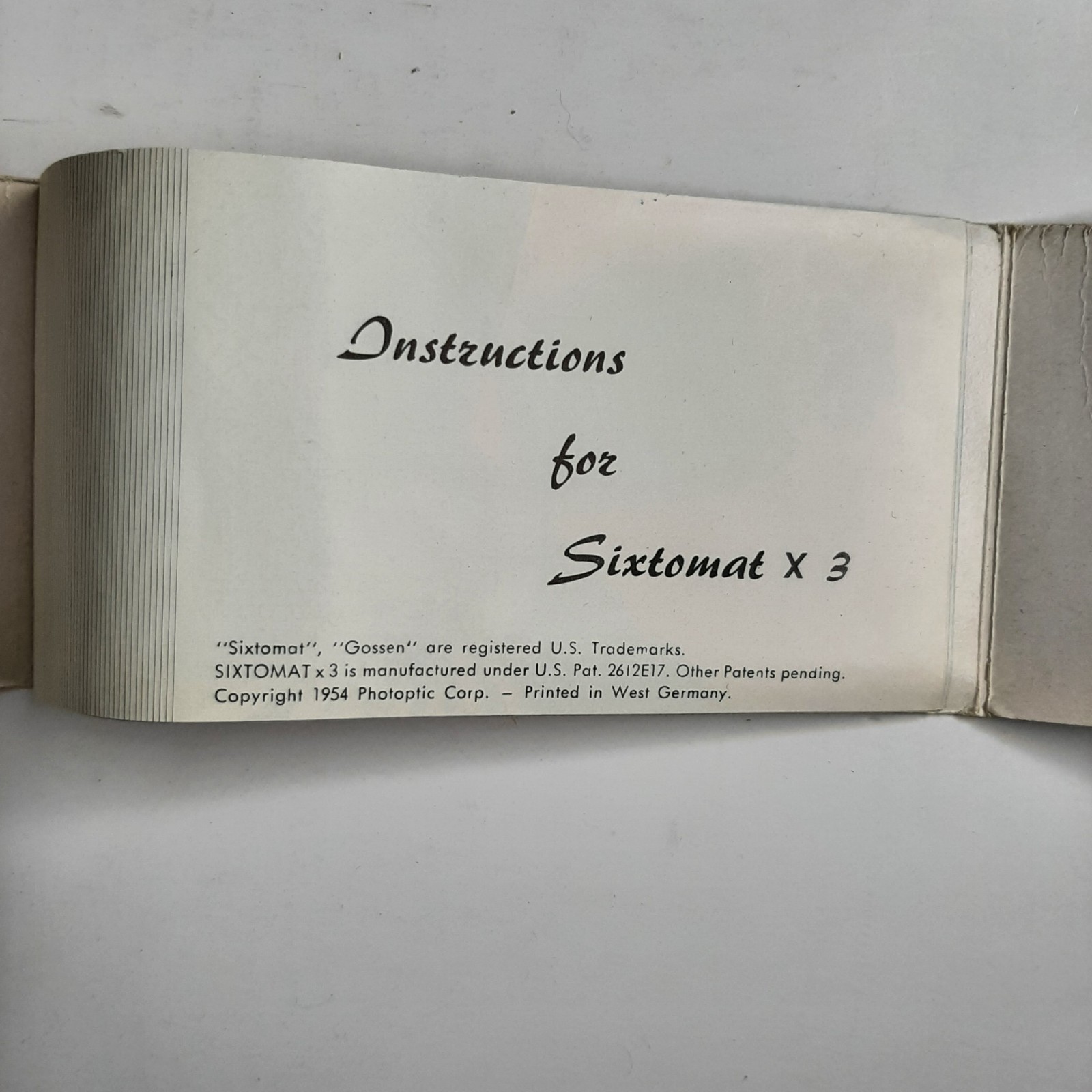 Gossen Sixtomat X 3 1954 Exposure Meter, Cable, Manual in Orig. Box Untested ZA8