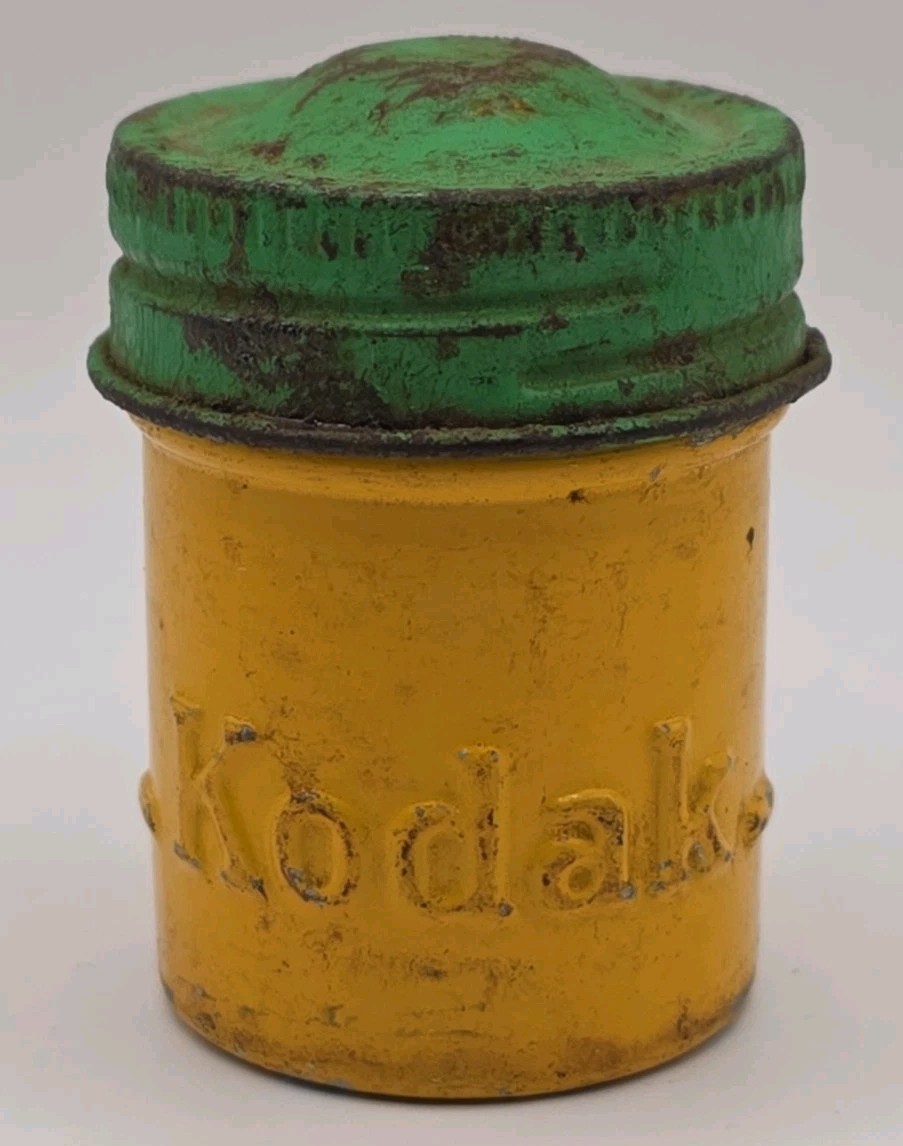 Vintage Kodak Film Metal Canister Container Green Cap 35mm