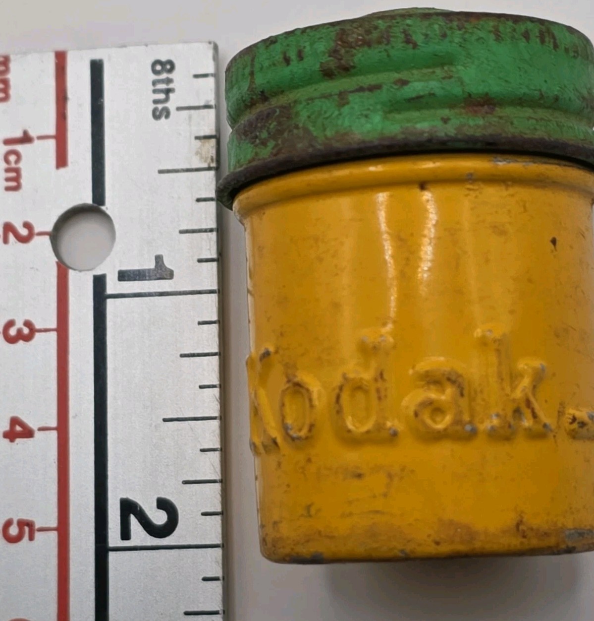 Vintage Kodak Film Metal Canister Container Green Cap 35mm