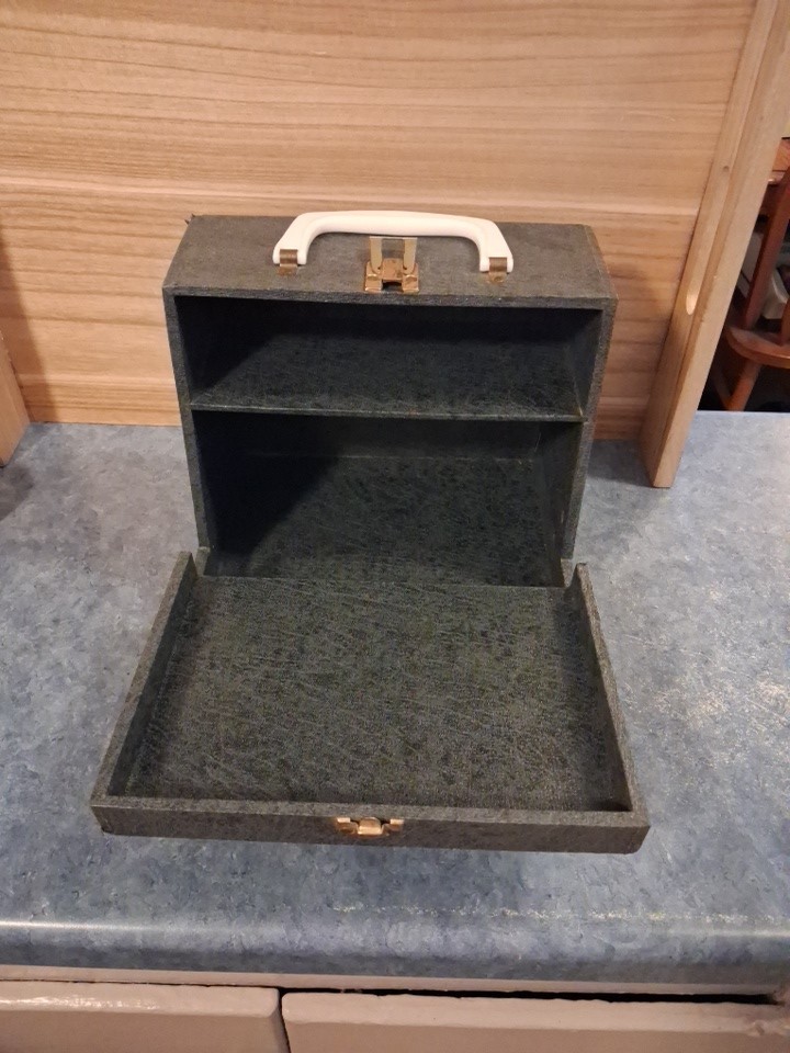 Vintage Faux Leather Carrying Case-Unknown What It Was Used For! 8.5″×9.5×7″