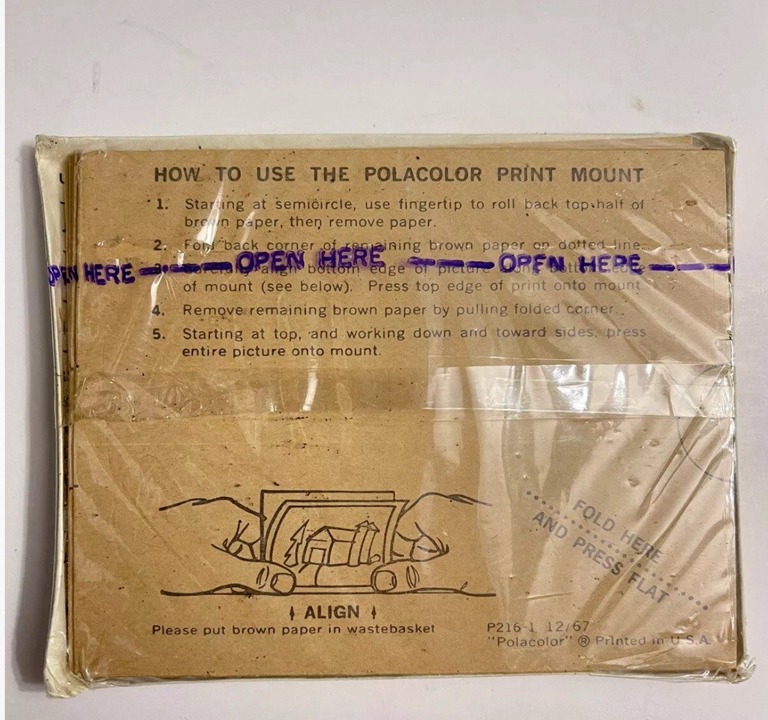 Polacolor Print Mount Polaroid Camera Photo Backs Sealed 1967 vintage