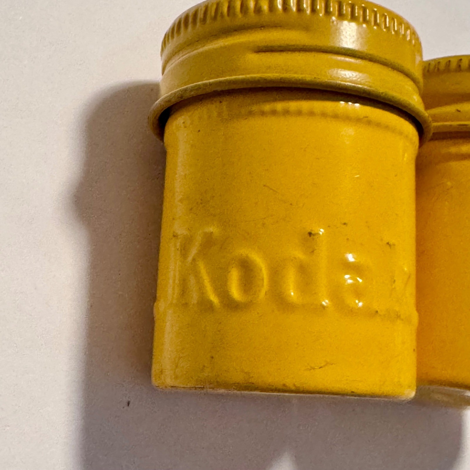 Vintage Kodak Embossed Yellow 35mm Film Canister Containers Lids Set of 2