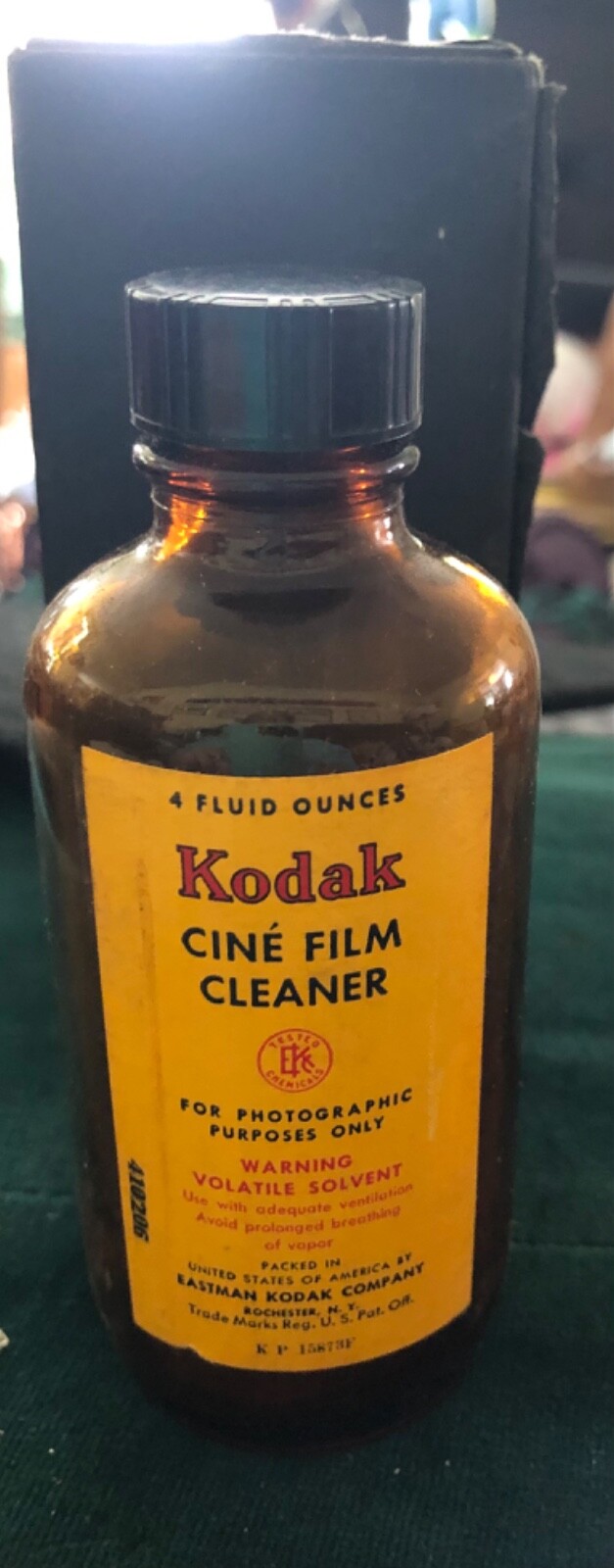 Vintage KODAK Cine Film Cleaner, Bottle,Box Holder, Instructions