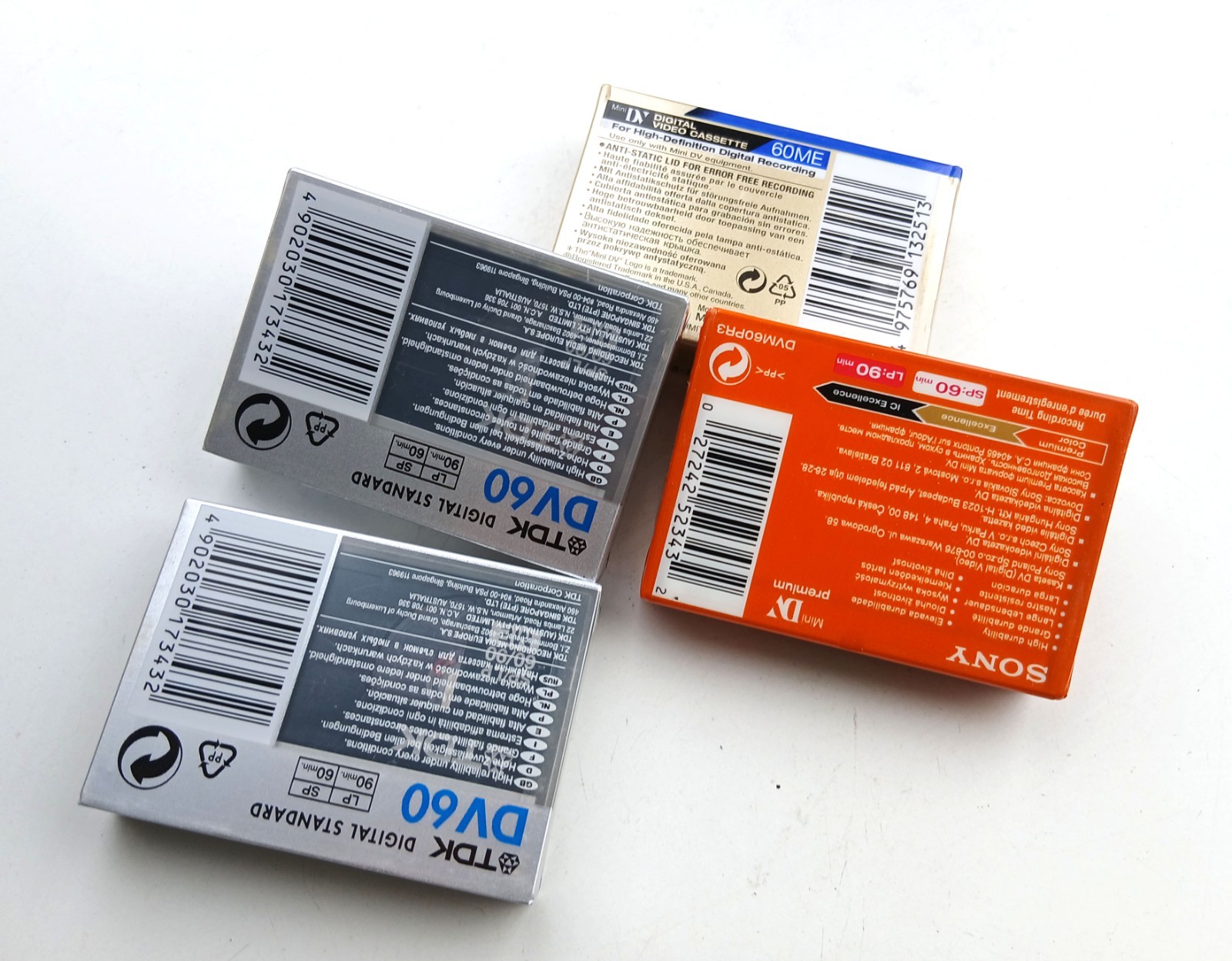 4 PCS JVC TDK Sony Sealed Mini DV Digital Video Cassette 90Min LP Mode 60min SP