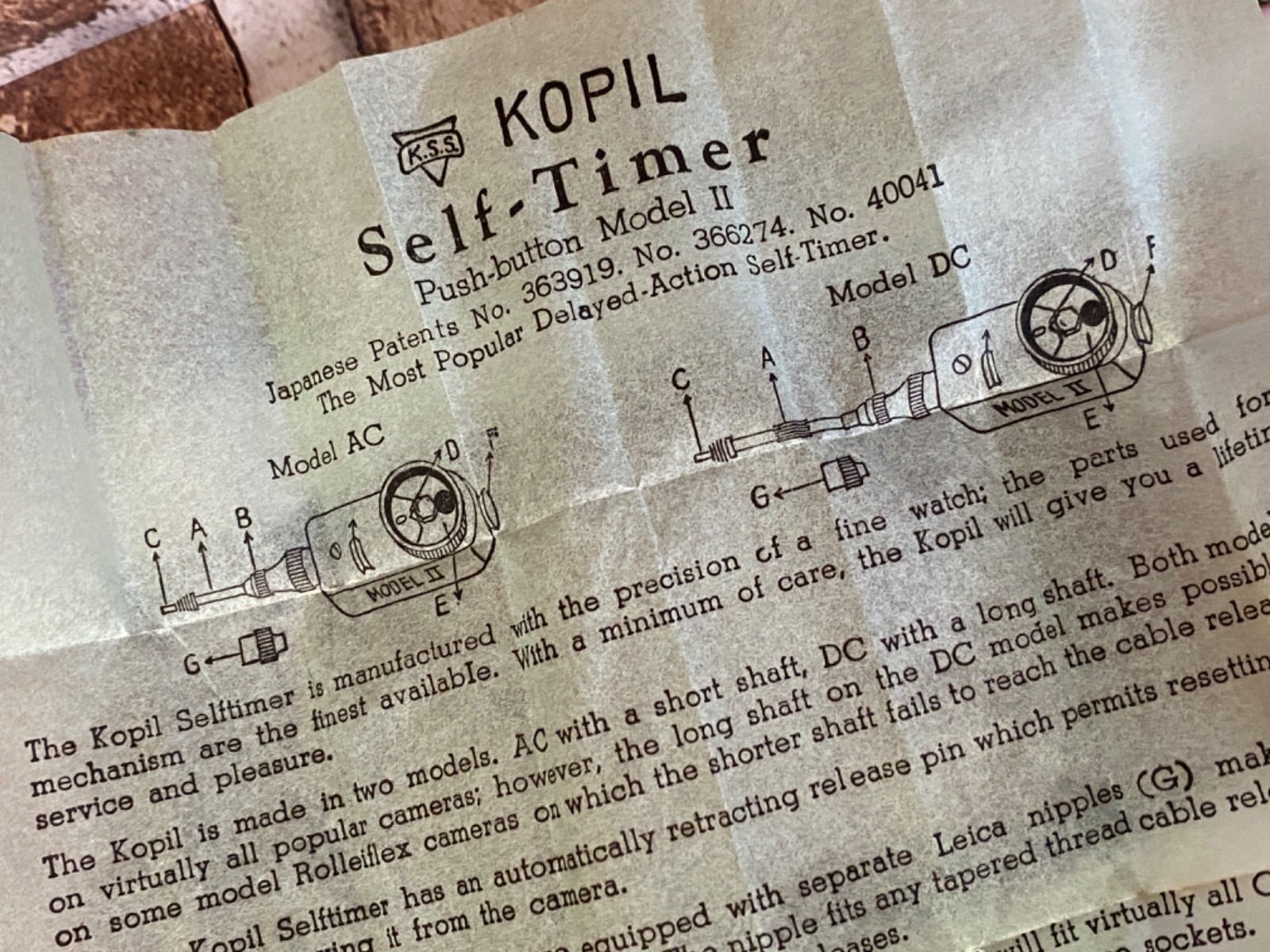 Vintage KOPIL delayed action self timer *MODEL 2 model II w/CASE & Instructions!