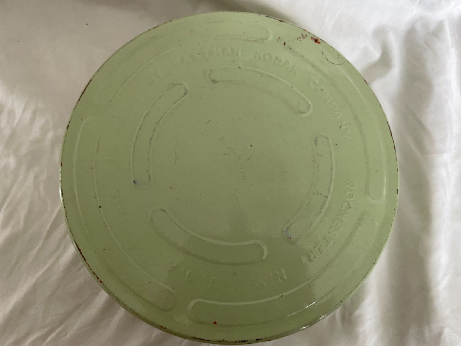 Retro Green KODAK EASTMAN COMPANY Rochester 10 1/4 Film Reel Metal Canister Vtg