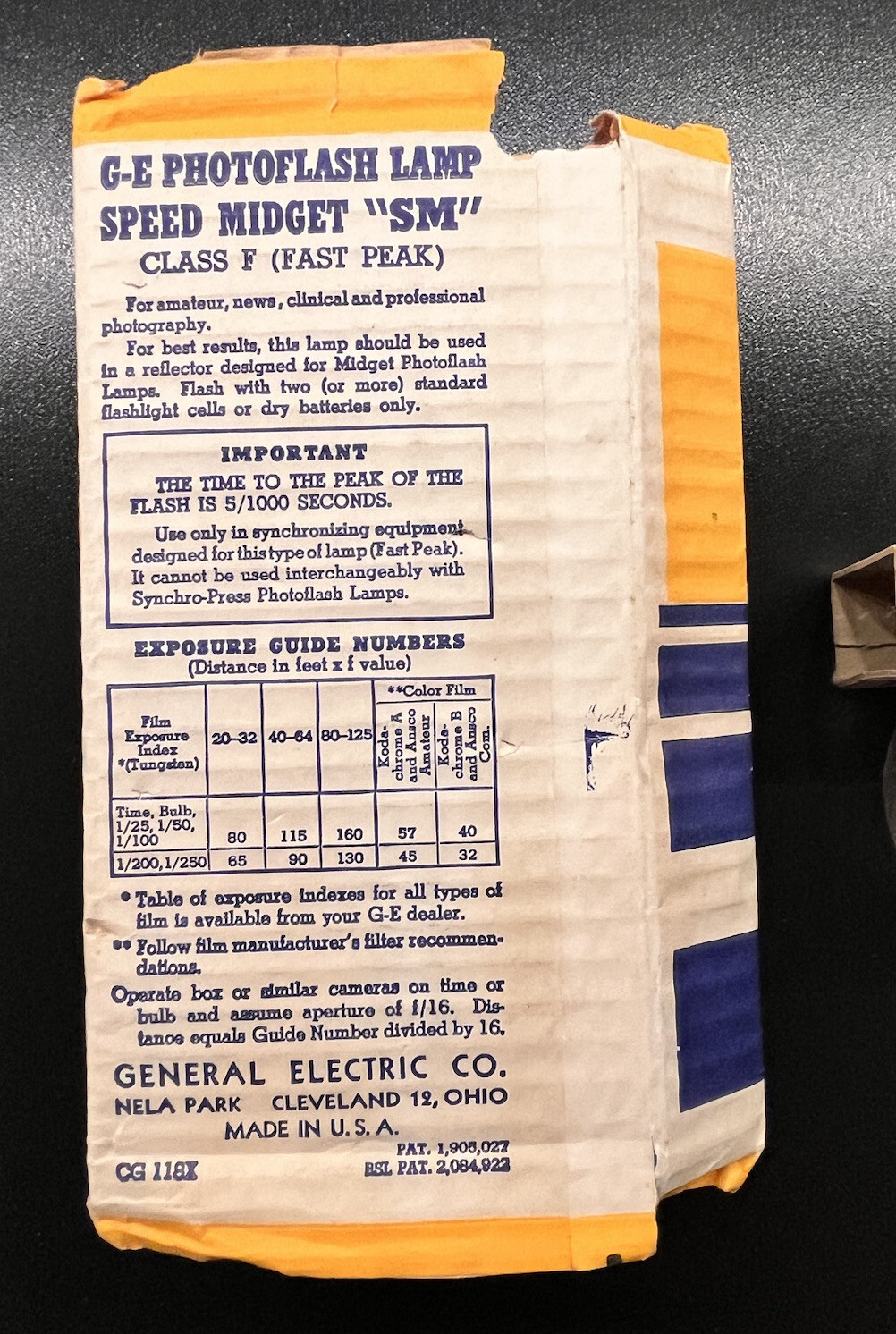 Vintage GE Photoflash Lamps Speed Midget “SM” Class F Made in U.S.A. – Pack of 8