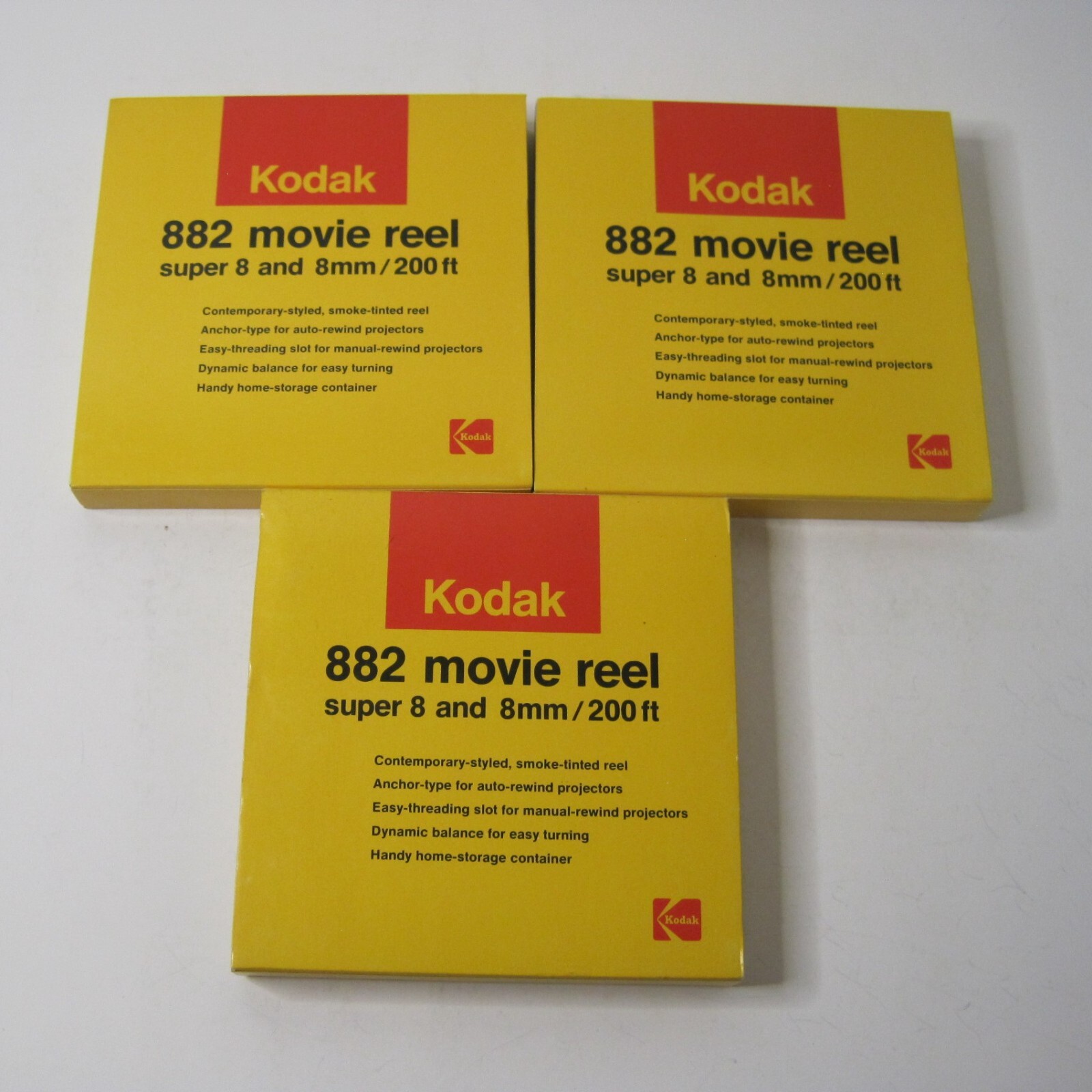 Lot of 3 Kodak 882 Movie Reel Super 8 and 8mm 200ft in Box D882, CAT178 5203