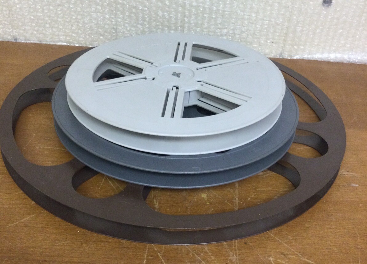 Vintage 50 Min. Metal Film Take Up Reel 15”Dia Goldberg Bros USA / 2 Plastic