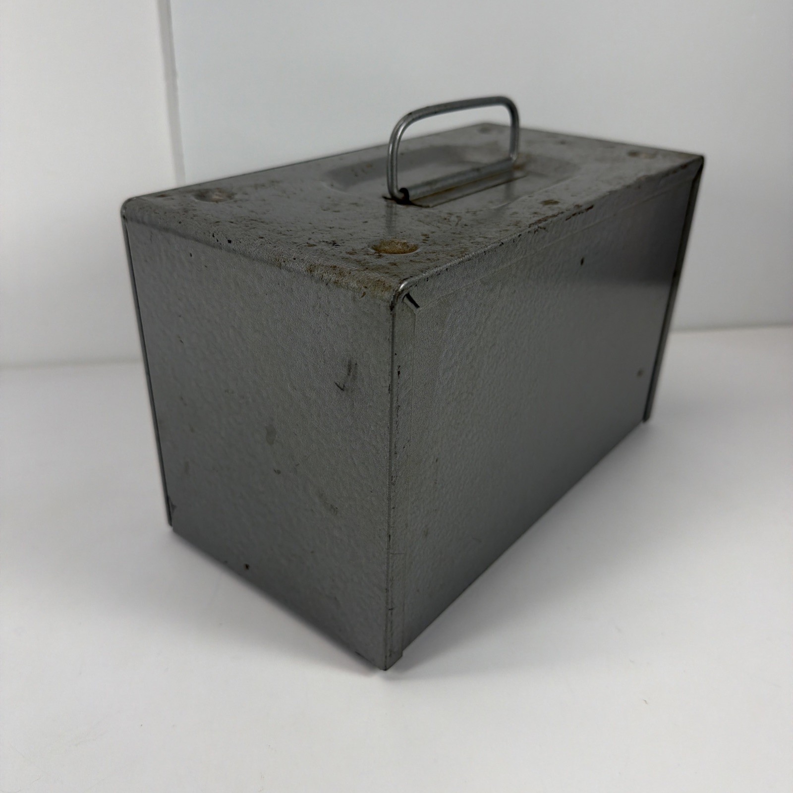 Vintage Brumberger 12 slot- 8mm Film Reel Case Metal Box 1950’s w/ Advertising