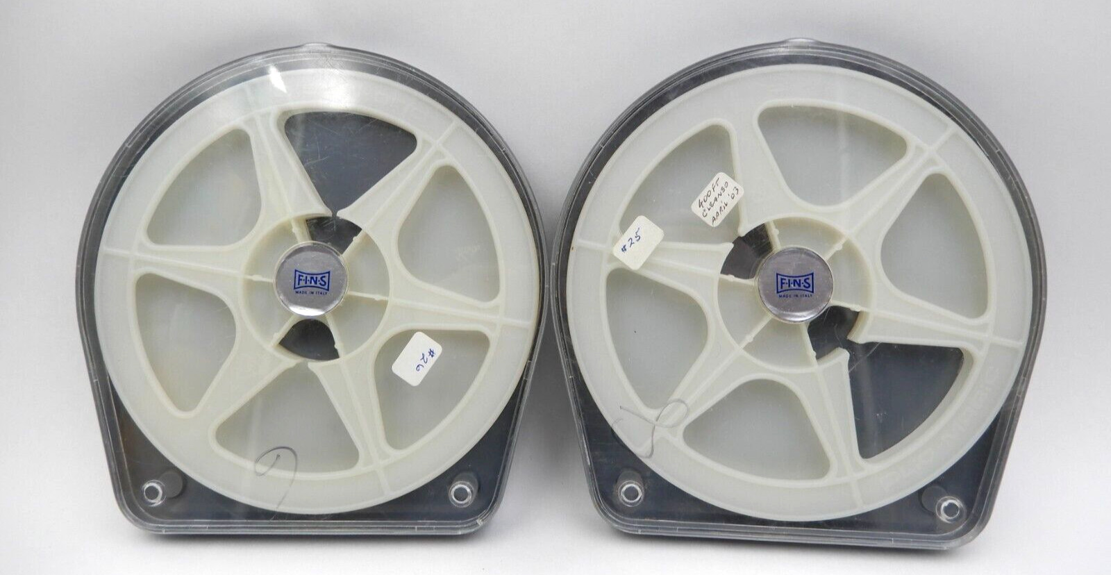 SET OF 2 VINTAGE SUPER 8MM FILM REELS WITH CASES BY FINS OF ITALY ~ 400 FEET