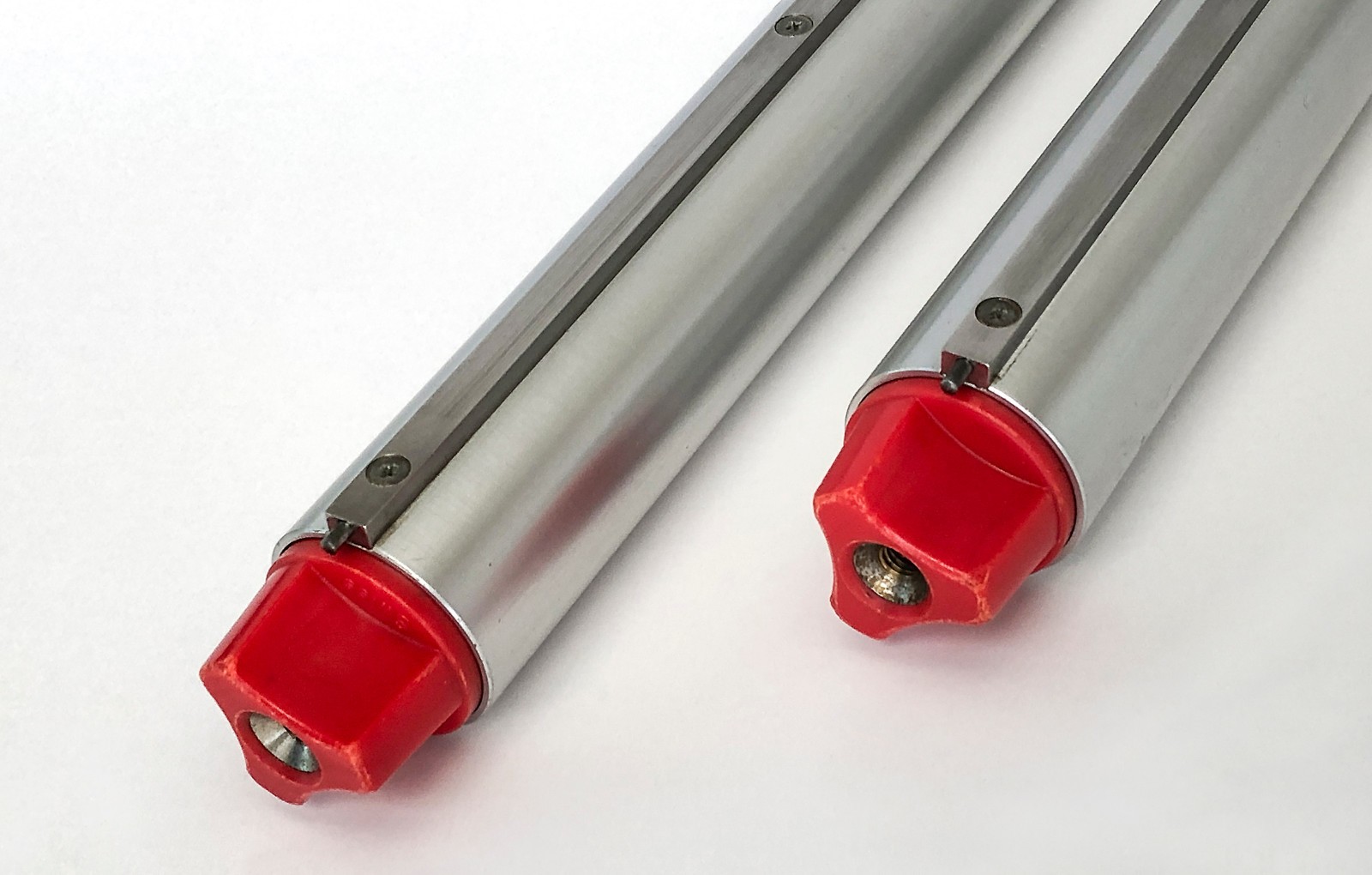 TWO SINAR LARGE FORMAT CAMERA CHROME EXTENSION RAILS, 12″ & 6″ for F, F2, P, P2
