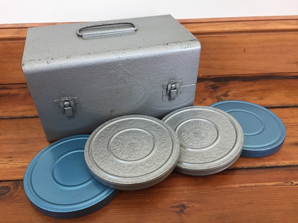 Vtg Lot of Brumberger Super 8mm Film Take Up Reels Canisters Industrial Era Case