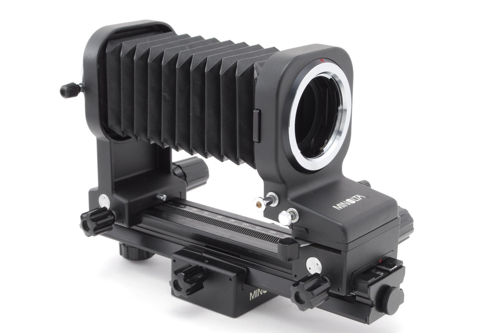 [Top MINT] Minolta Auto Bellows Macro Rokkor 100mm F/4 Lens + Bellows From JAPAN