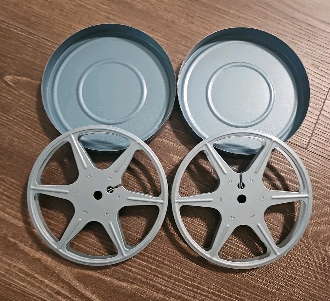 8mm 5″ Matching Silver Metal Reels With Blue Storage Cans