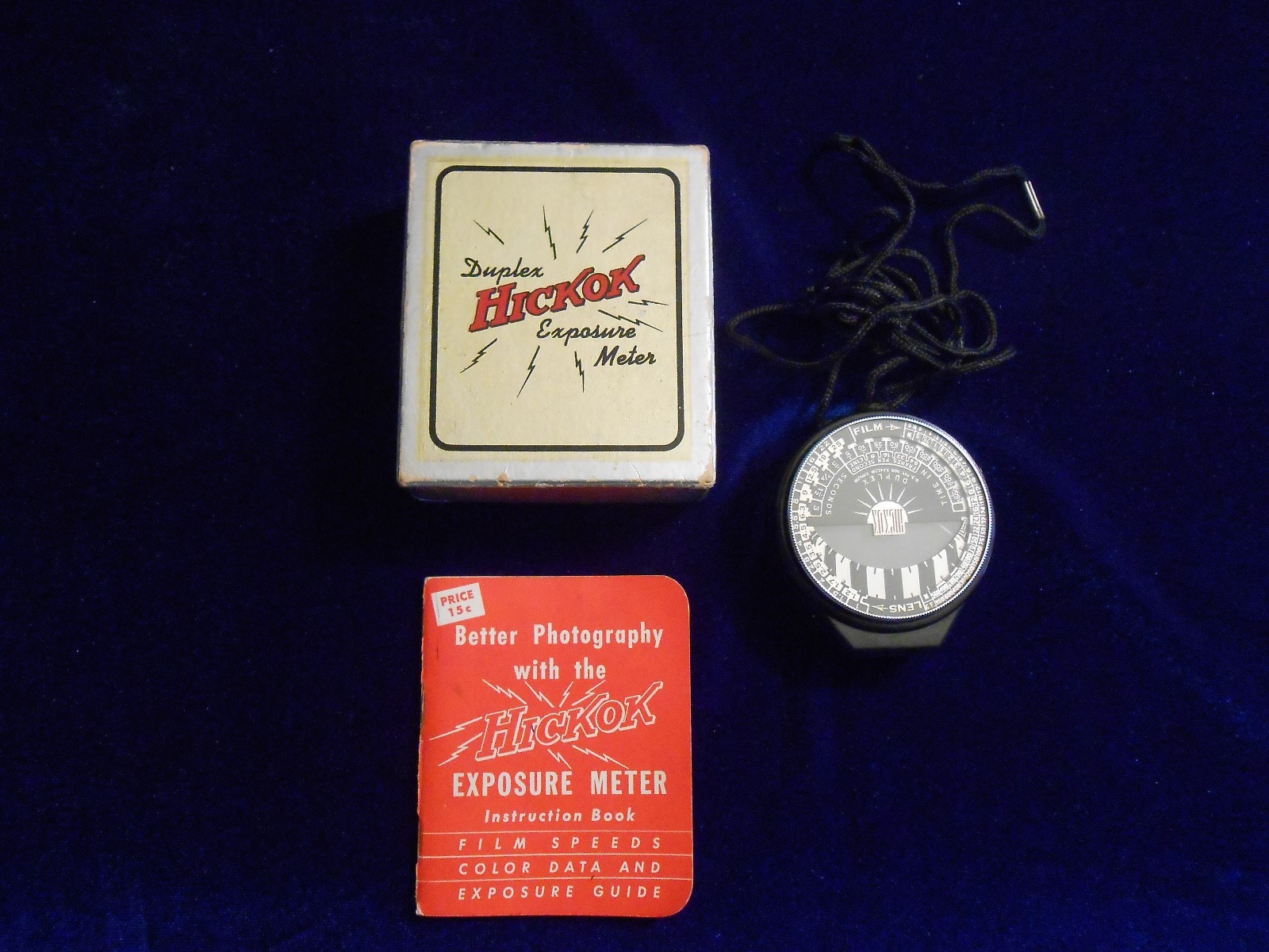 VINTAGE HICKOK EXPOSURE METER WITH BOX, AND GUIDE 6B3