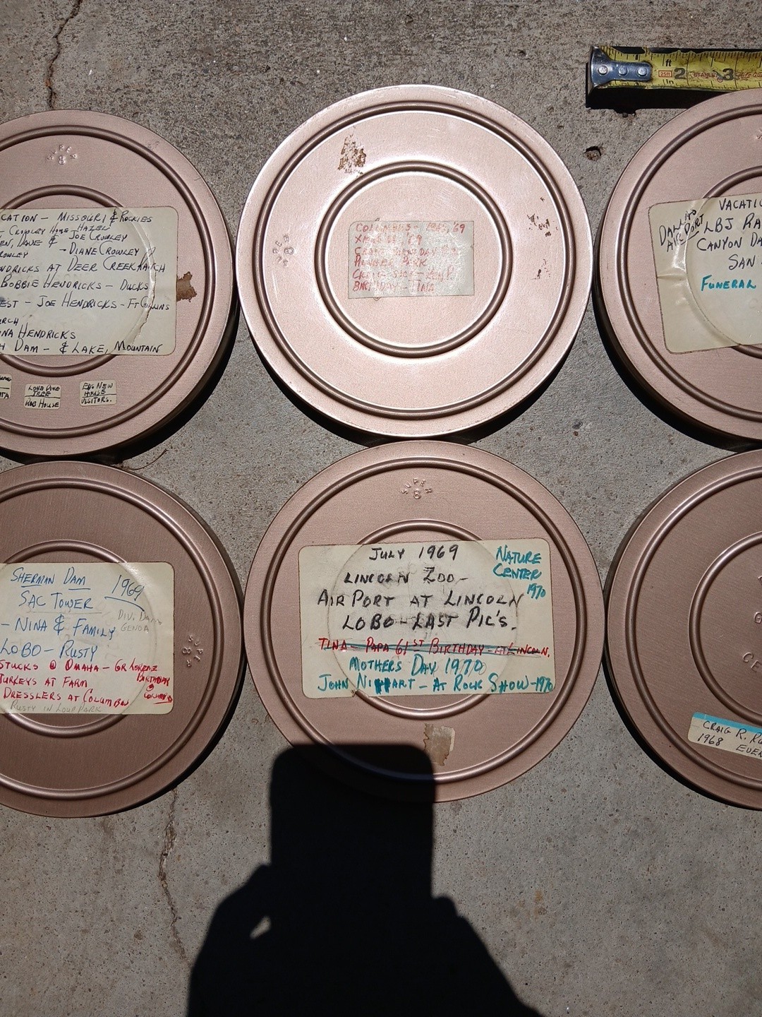 LOT OF 6 Super8 8MM HOME MOVIES 7″ CANISTERS ALL FULL With CARRYING CASE WOW!
