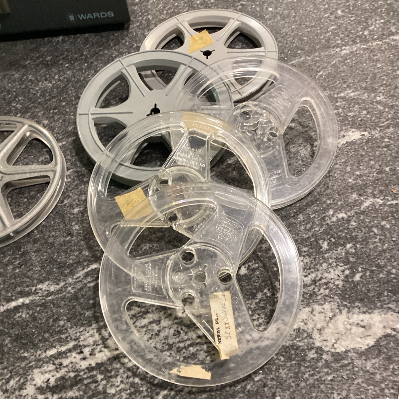 Vintage Wards 8mm Movie Film Storage Case with 7 Reels and 1 Film Canister
