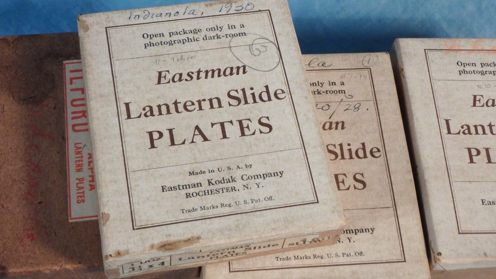 Eastman Lantern and Ilford Glass Slide Plate boxes Lot of 10 NO SLIDES