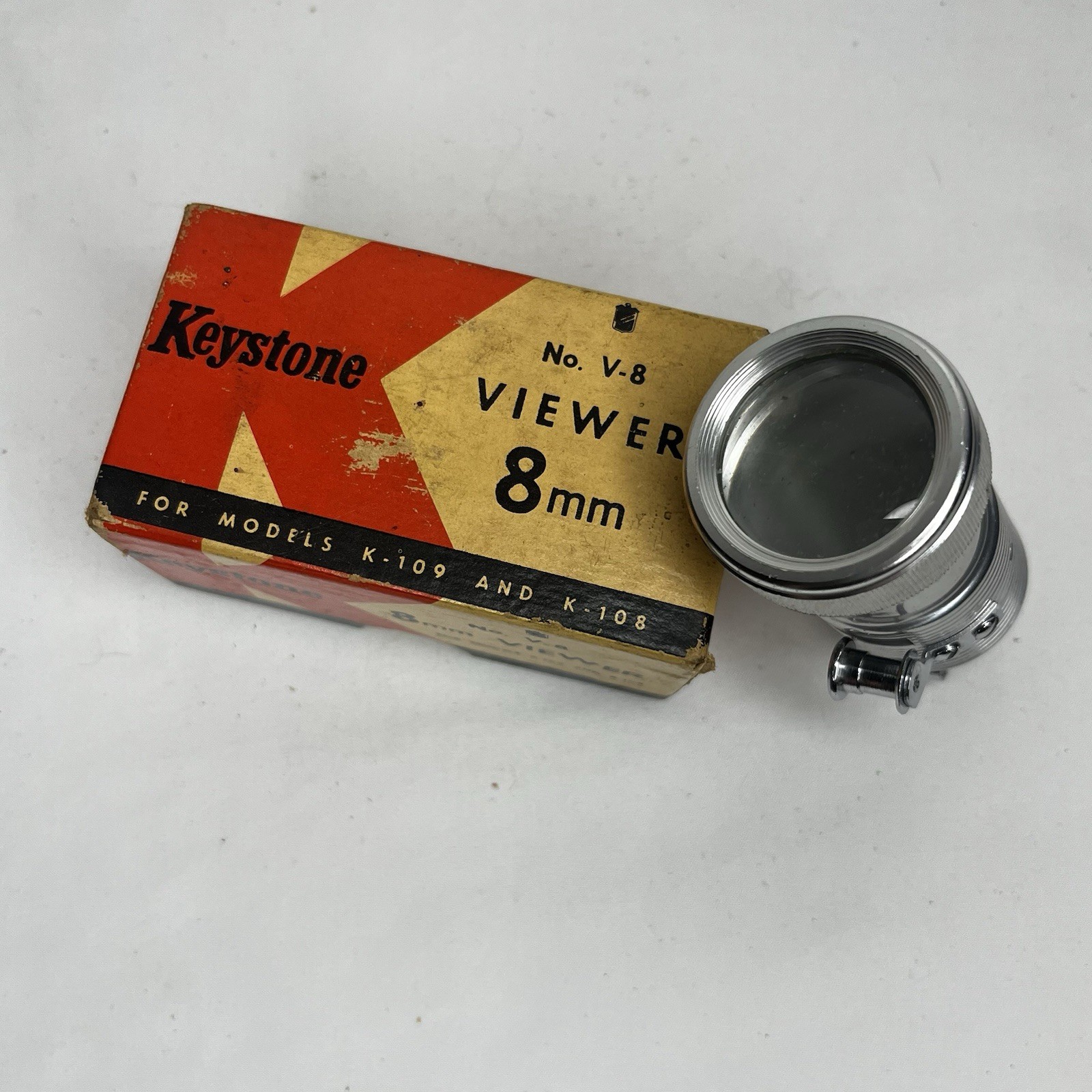 Vintage Keystone No. V-8 8mm Film Viewer in box for Models K-109 + K-108