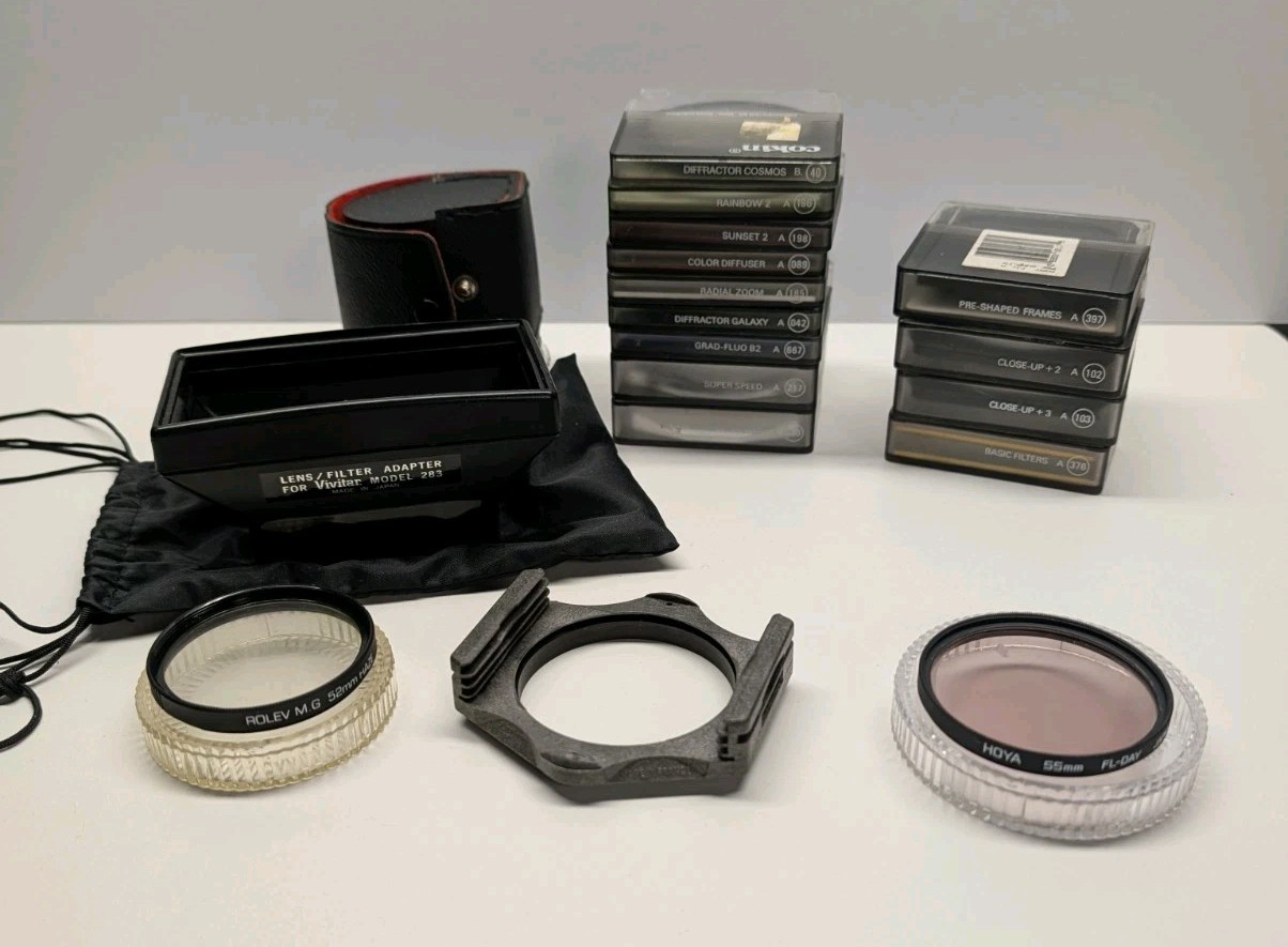 Vintage Photography Lot-13 Cokin Filters, HOYA 55mm FL-Day, ROLEV M G 52mm Haze