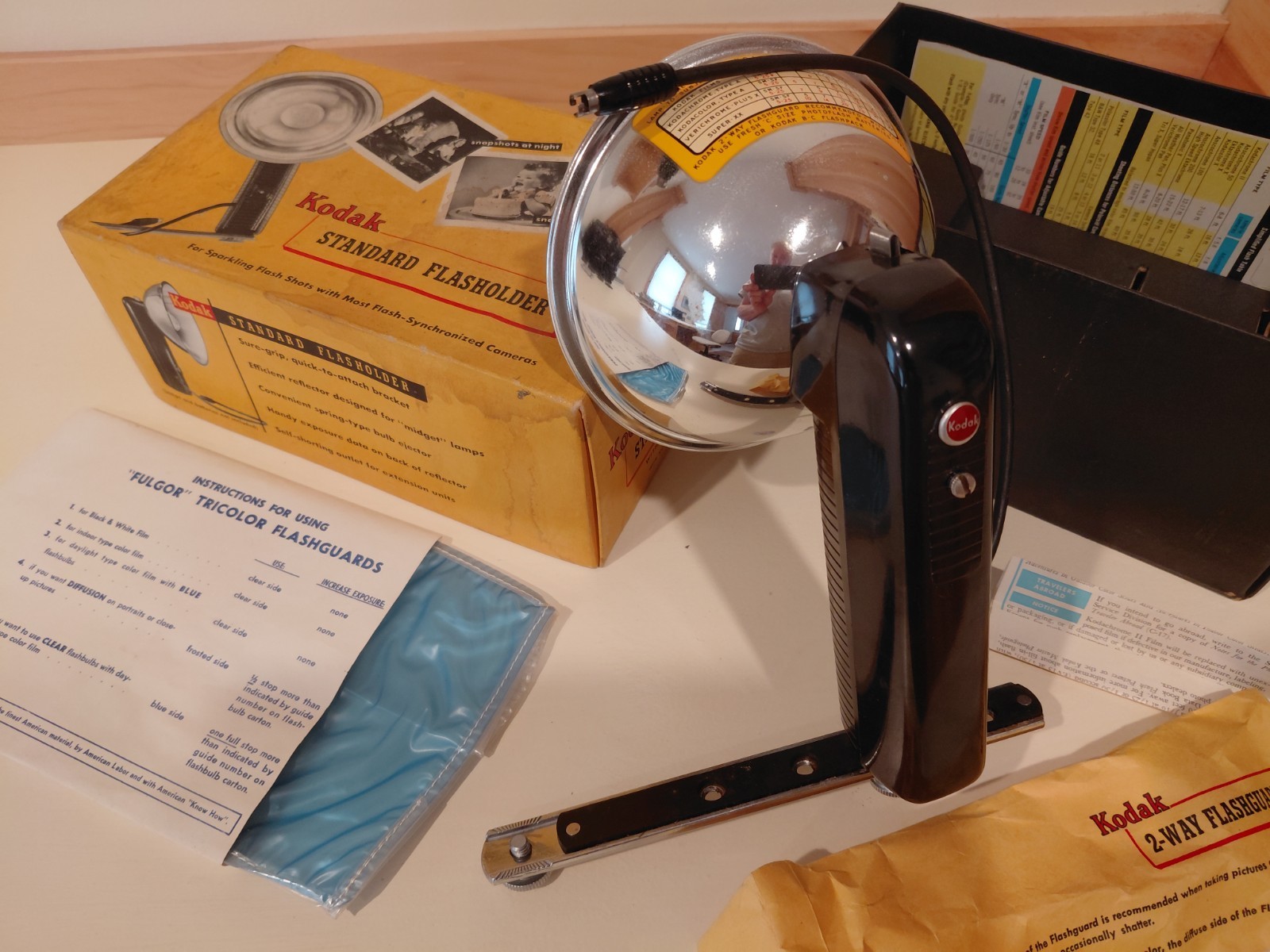 Kodak 1952 Model 720/721 Standard Flash Holder Set Complete (tricolor & 2-way g