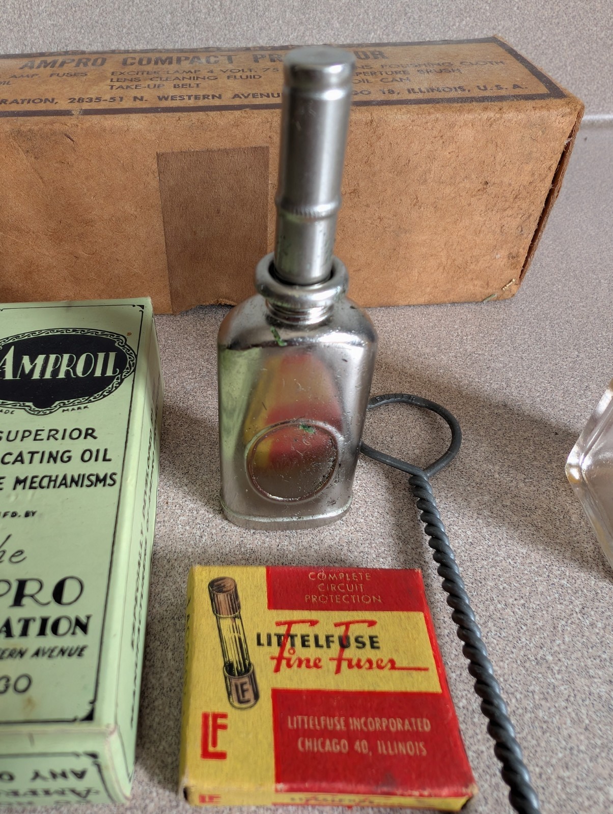 AMPRO Projector Incomplete Accessory Kit Parts As Pictured: Brush, Oil Can, Fuse