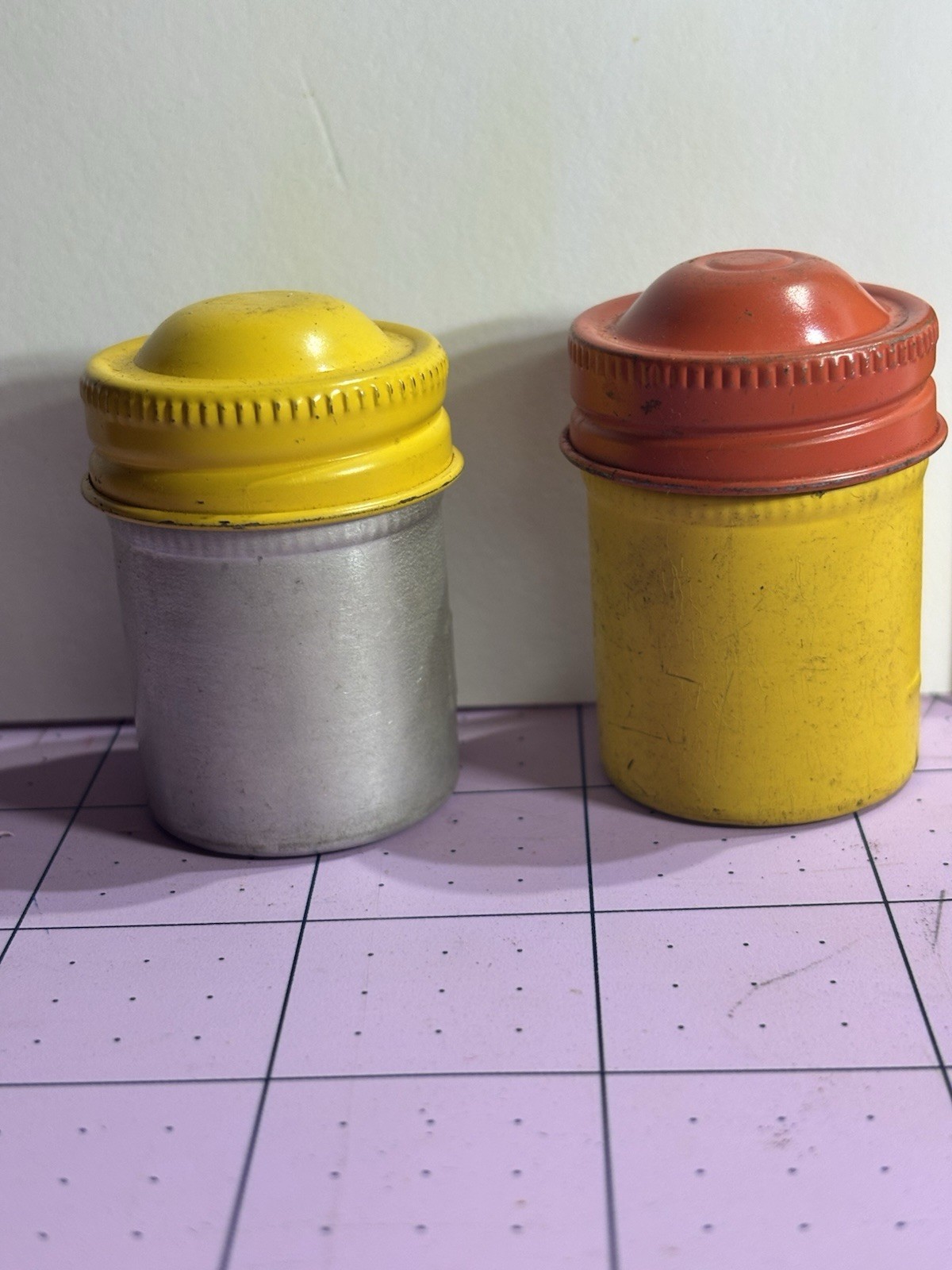 Two Vintage EASTMAN KODAK COMPANY Metal 2” 35mm Film Canister Container