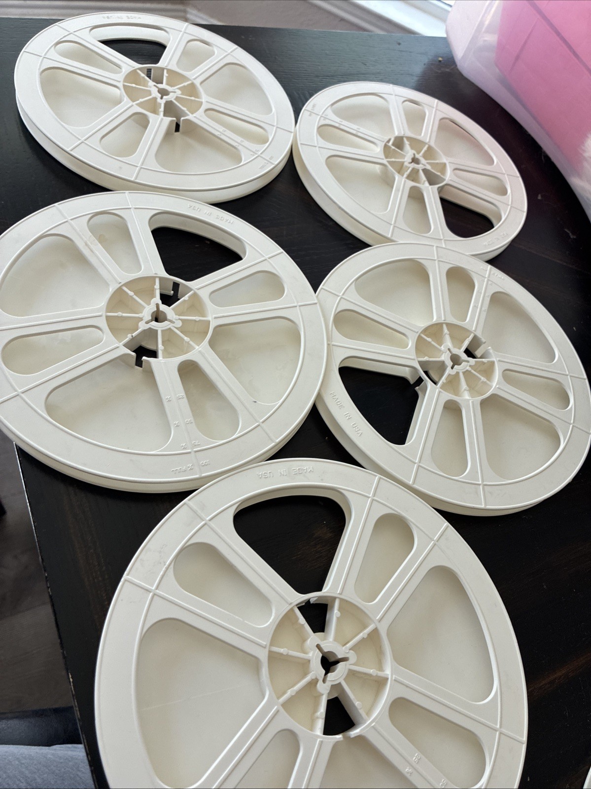 Lot of 5 – Movie reels & cases 7″ inch in diameter Urbanski Film Storage